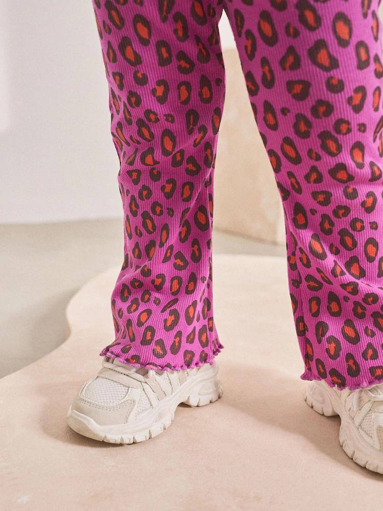 Leopar Kalp Desen %100 Pamuk Pembe Alt Üst Takım