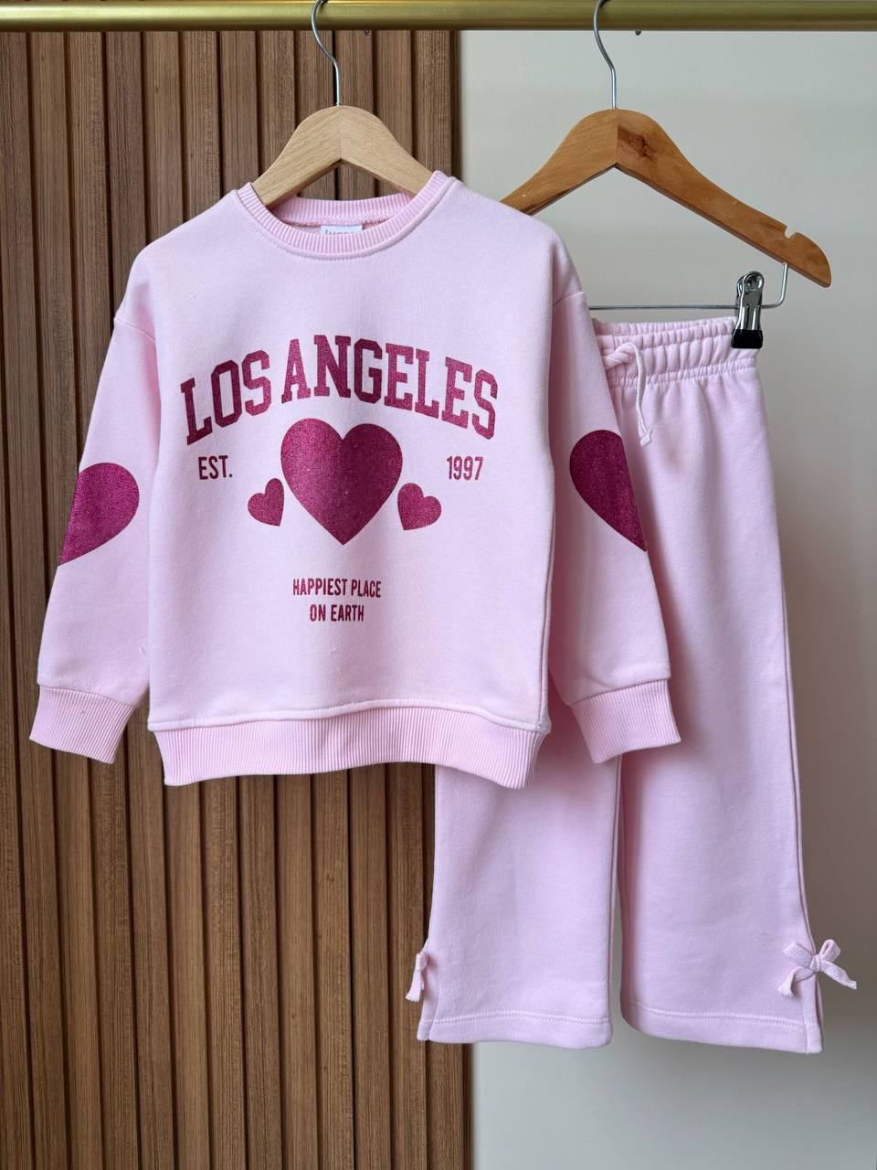 Kalpli Pembe 3 İplik %100 Pamuk Kız Çocuk Alt Üst Takım