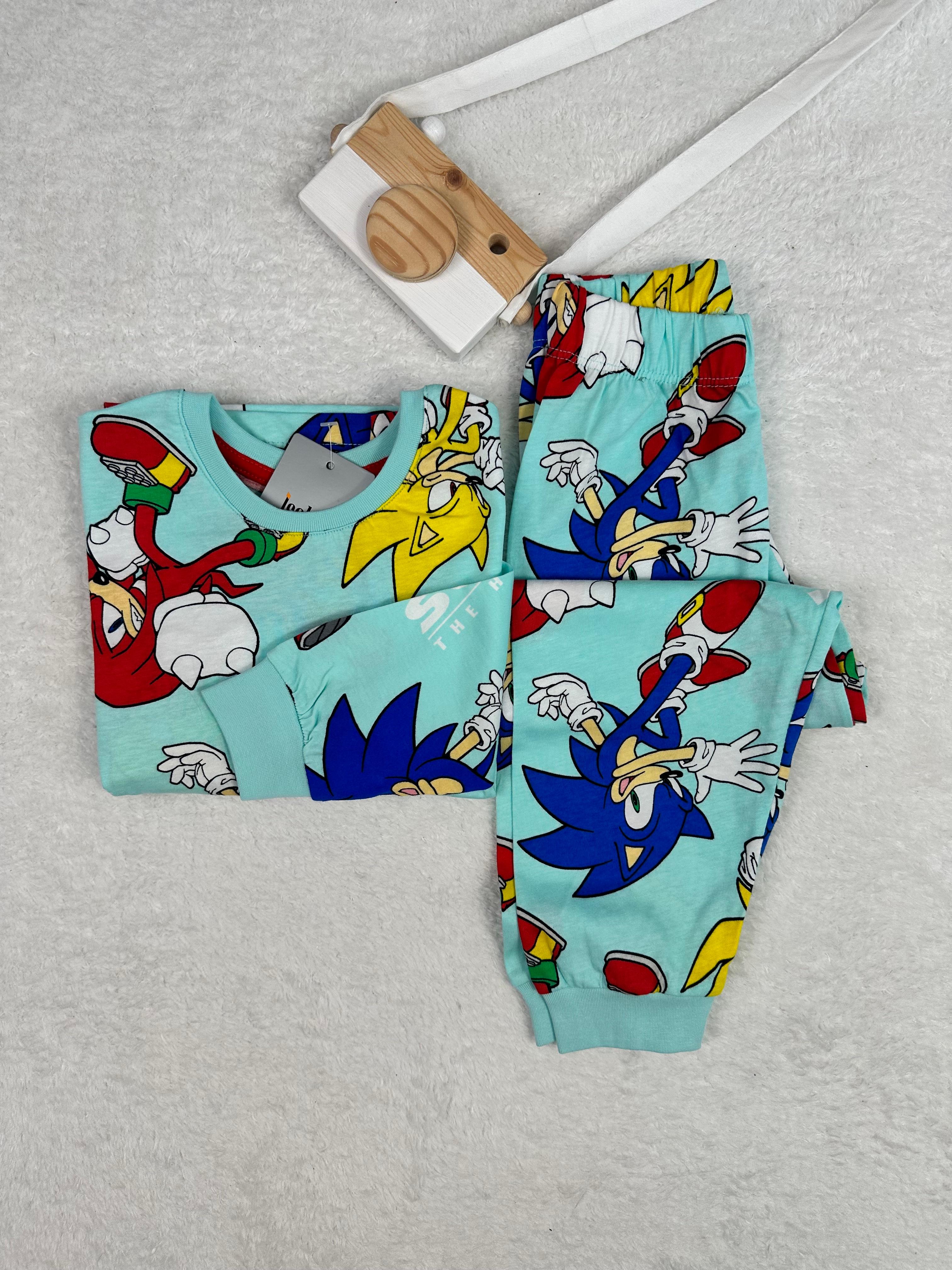 MinyKids Sonic Desen Turkuaz Erkek Çocuk Pijama Takım