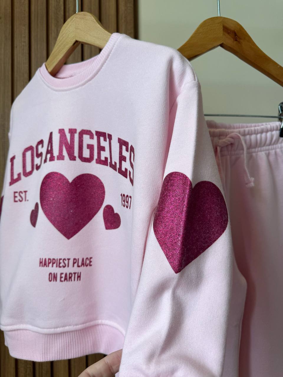 Kalpli Pembe 3 İplik %100 Pamuk Kız Çocuk Alt Üst Takım