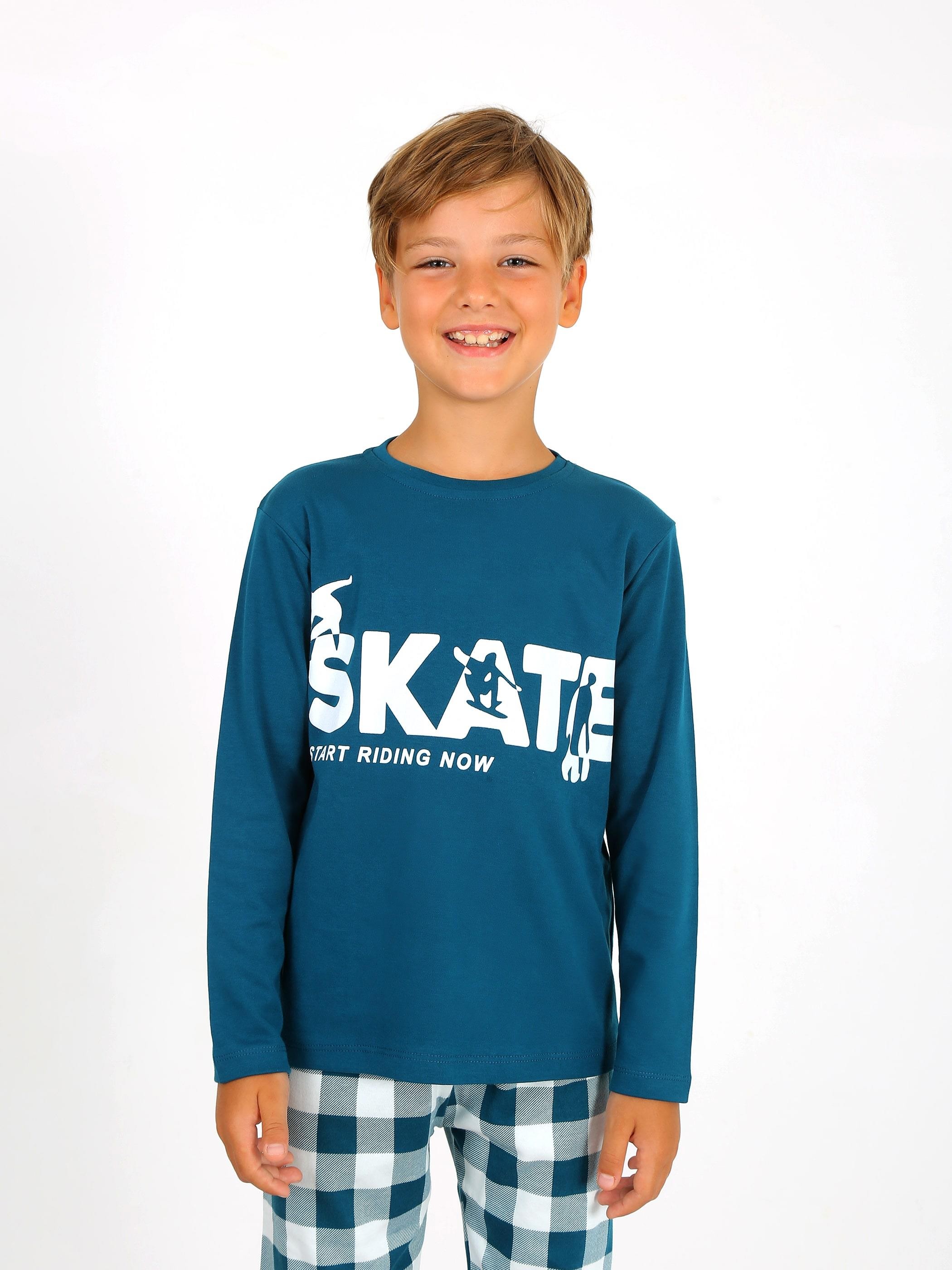 MinyKids Star Skate Yeşil %100 Pamuklu Erkek Çocuk Pijama Takım