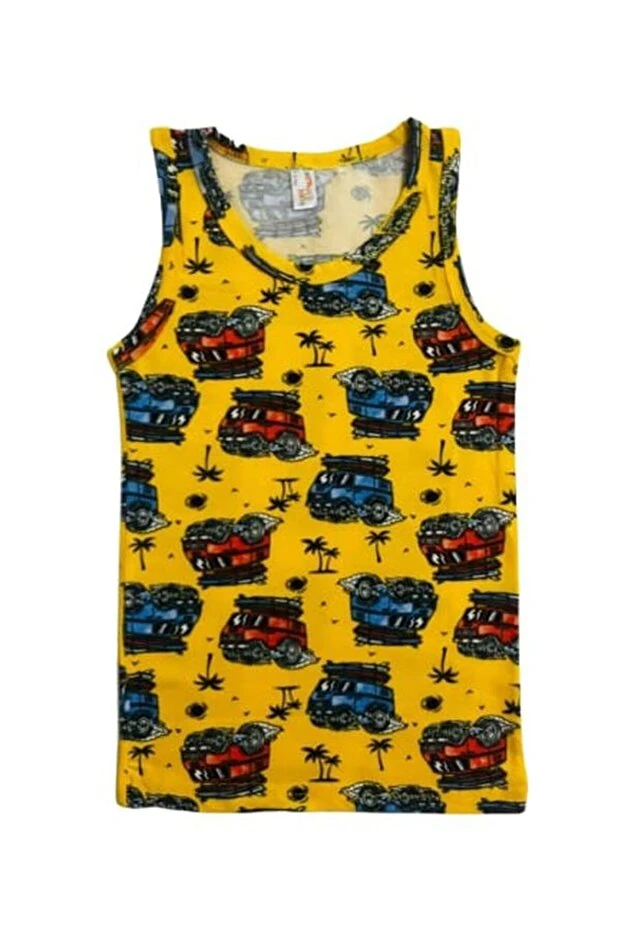 Araba Desen Renkli 3'lü Erkek Çocuk Atlet Set