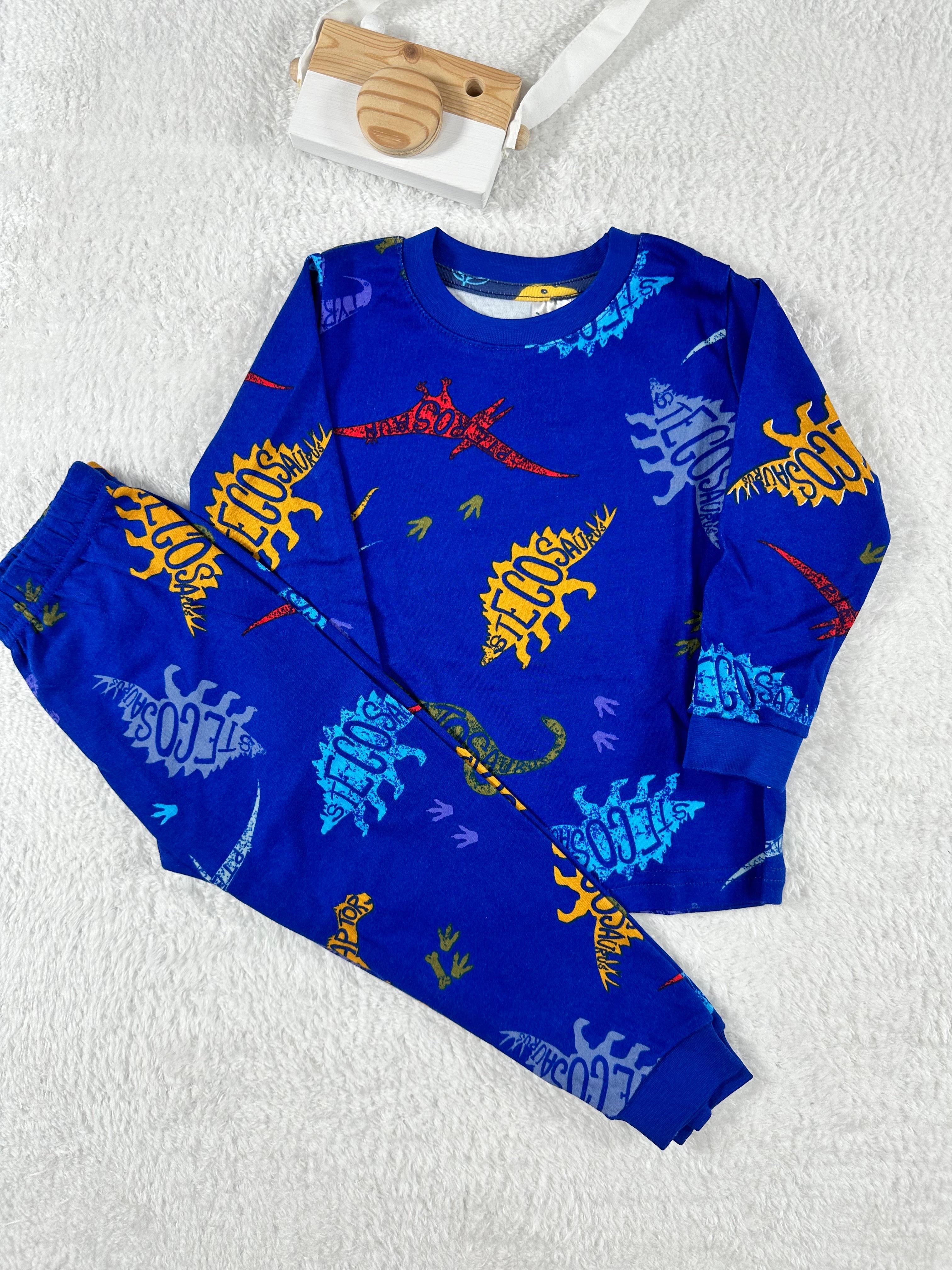 MinyKids Dinozor Desen Lacivert Erkek Çocuk Pijama Takım