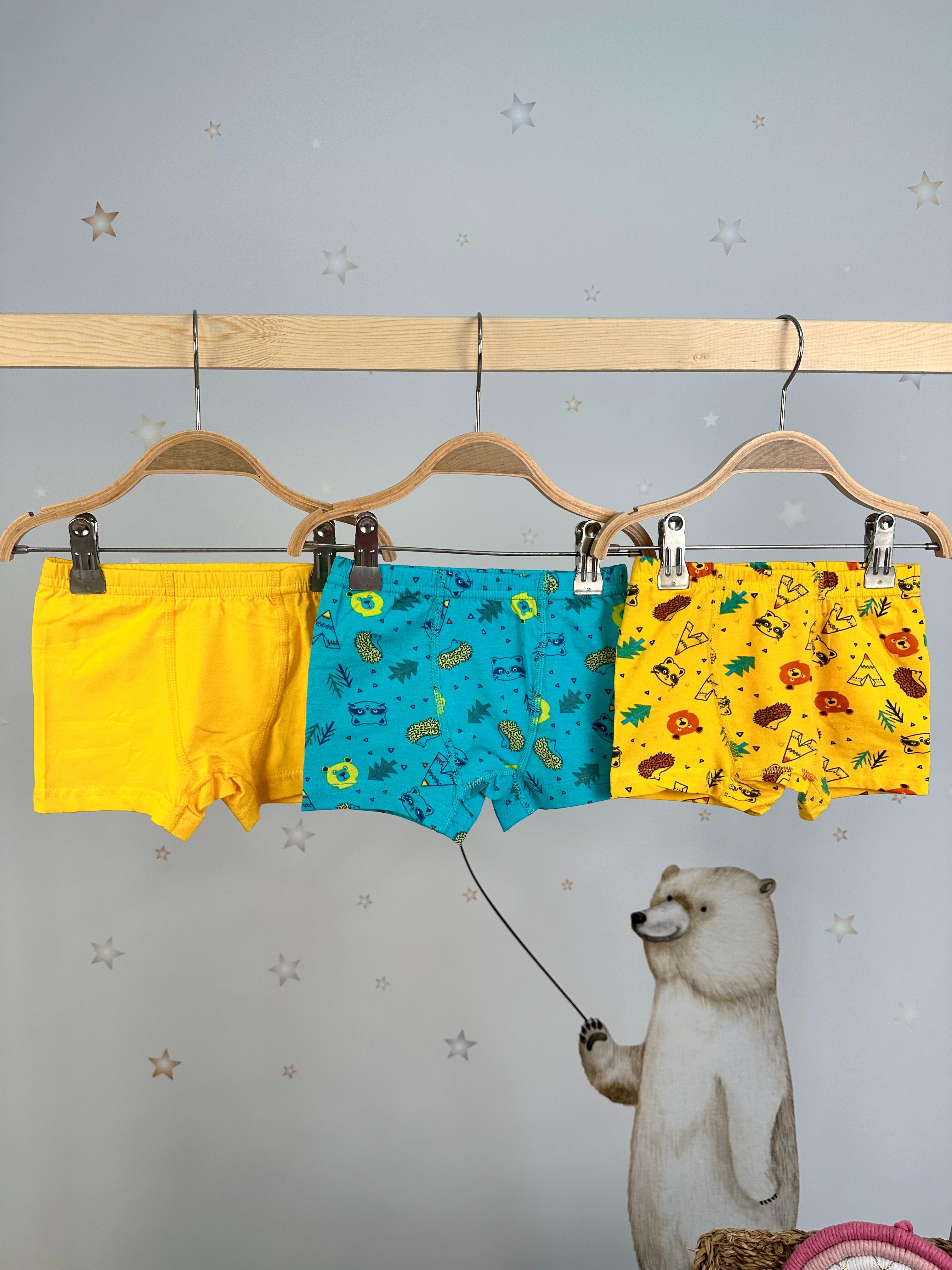 MinyKids Hayvan Desenli 3'lü Boxer Set