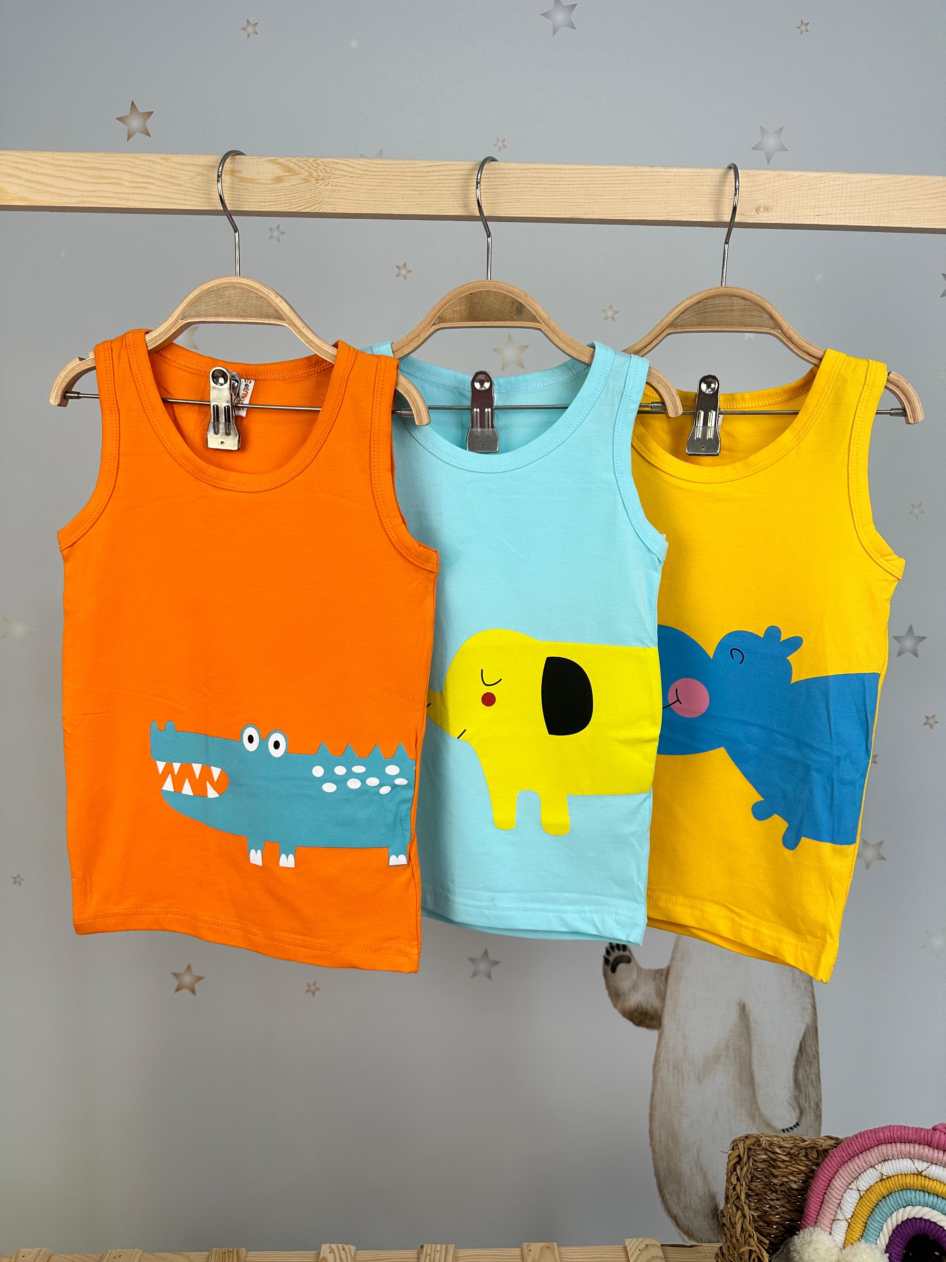 MinyKids Hayvan Desenli 3'lü Atlet Set