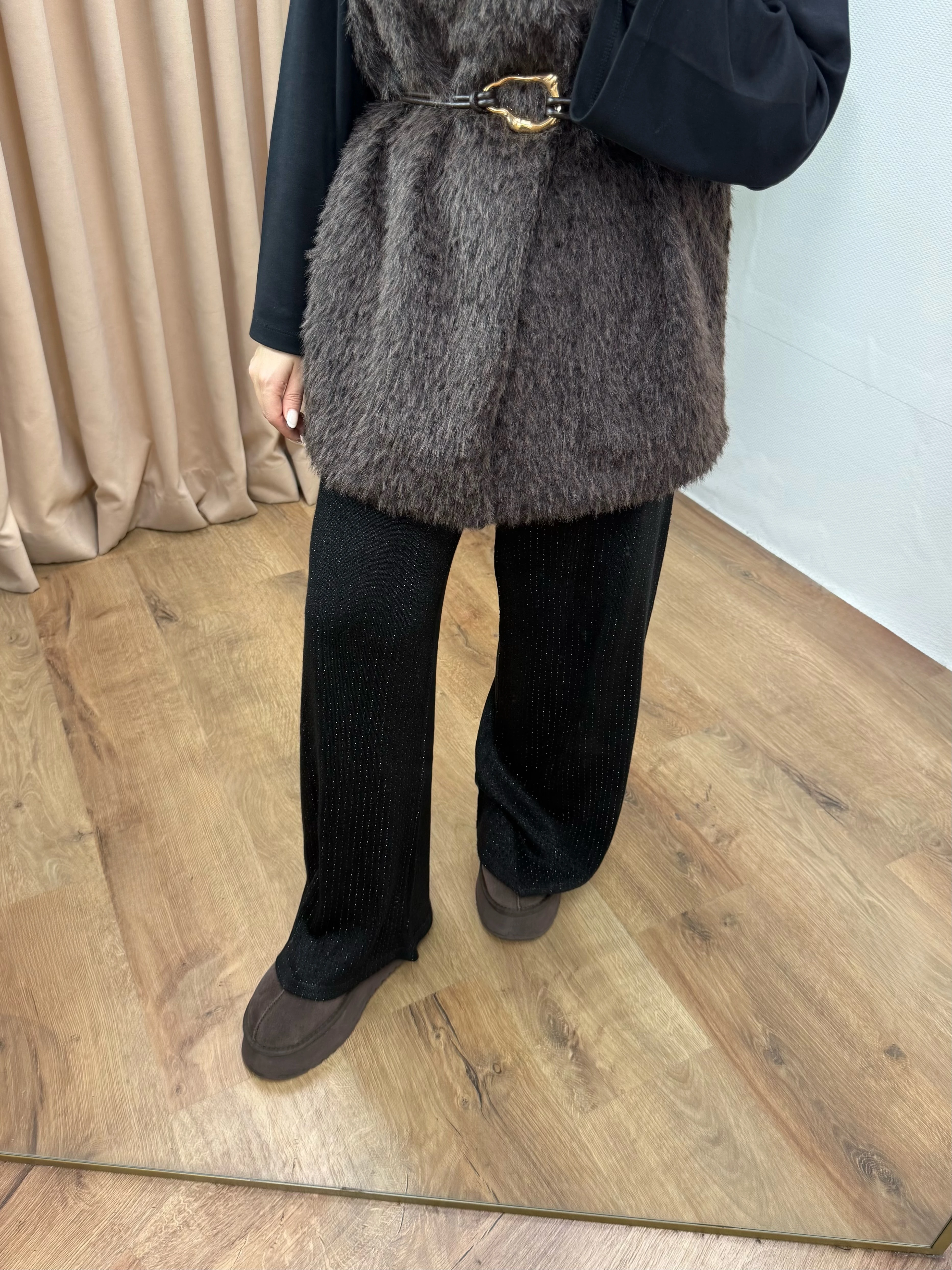 TAŞLI TRİKO PANTOLON / SİYAH