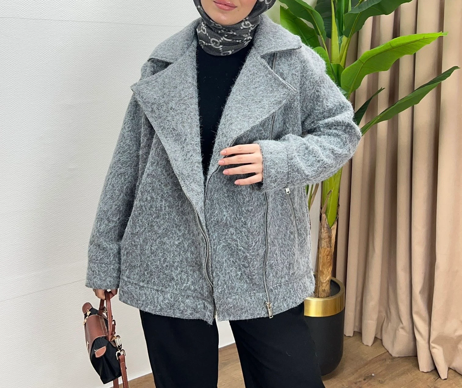 TİFTİKLİ KAŞE CEKET / FÜME