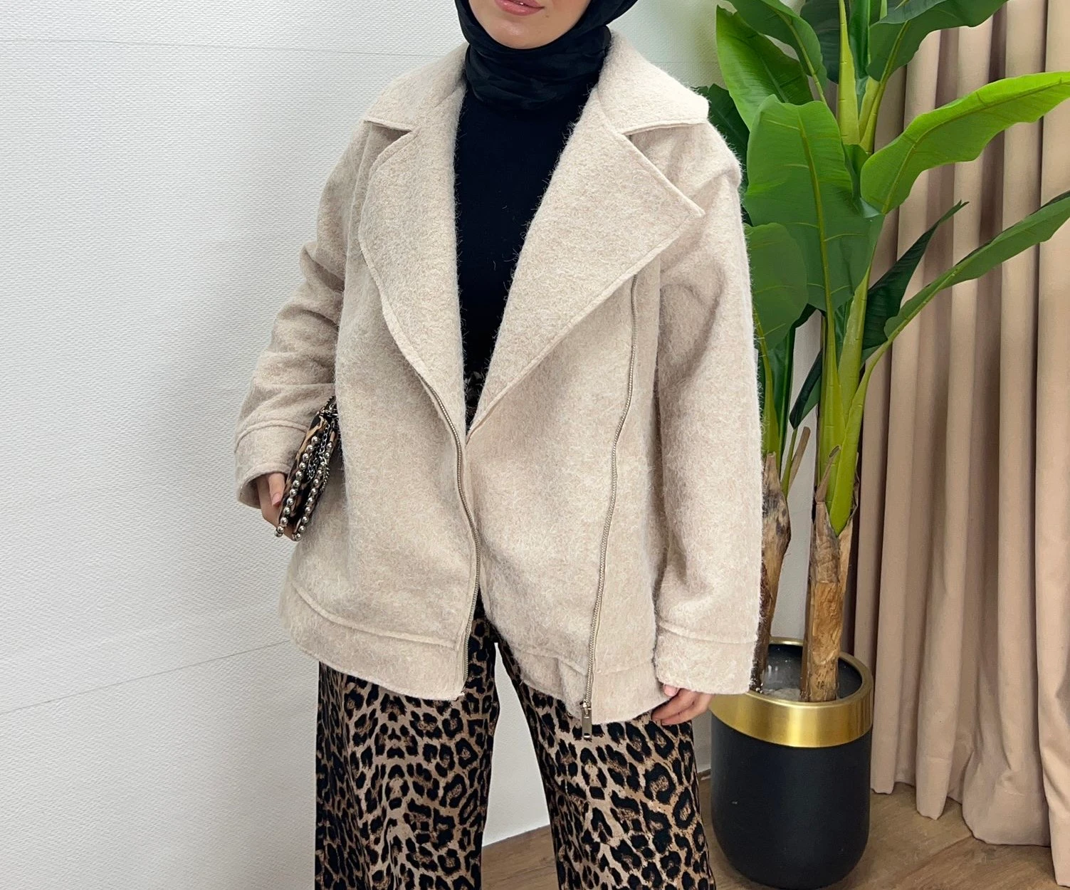 TİFTİKLİ KAŞE CEKET / KREM