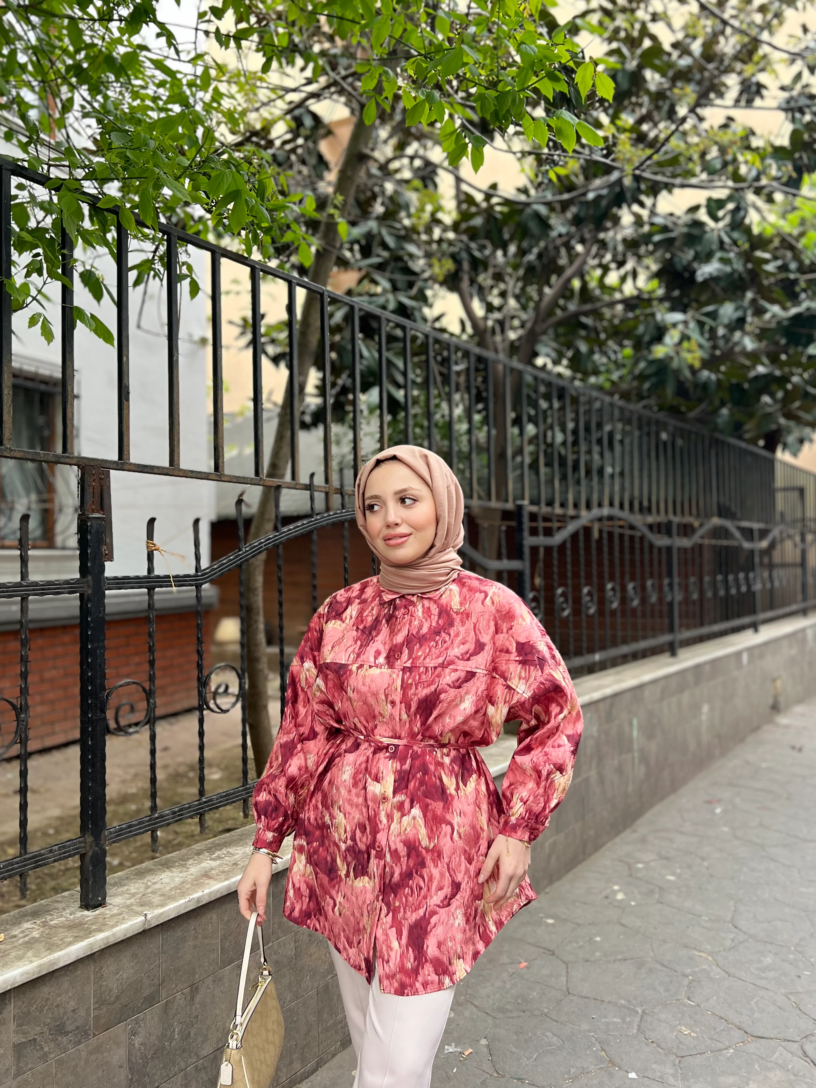 DESENLİ GÖMLEK / BORDO