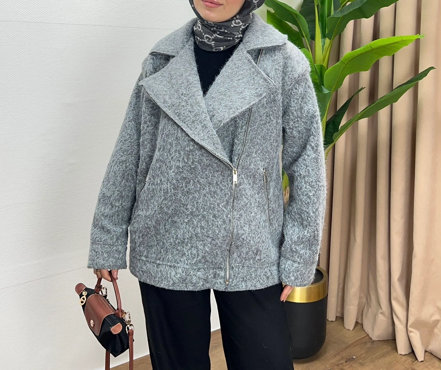 TİFTİKLİ KAŞE CEKET / FÜME