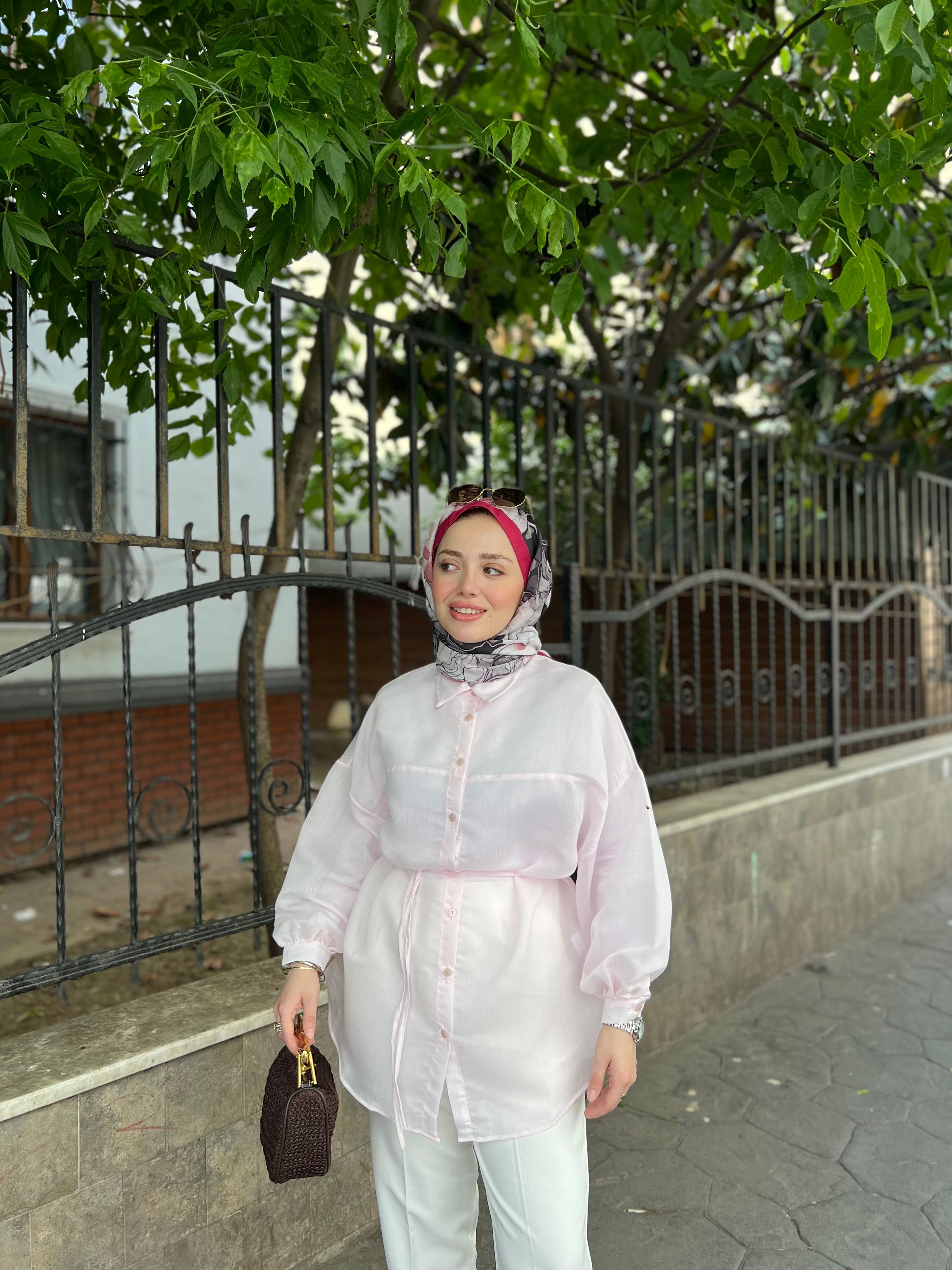 BELİ İPLİ GÖMLEK / PEMBE