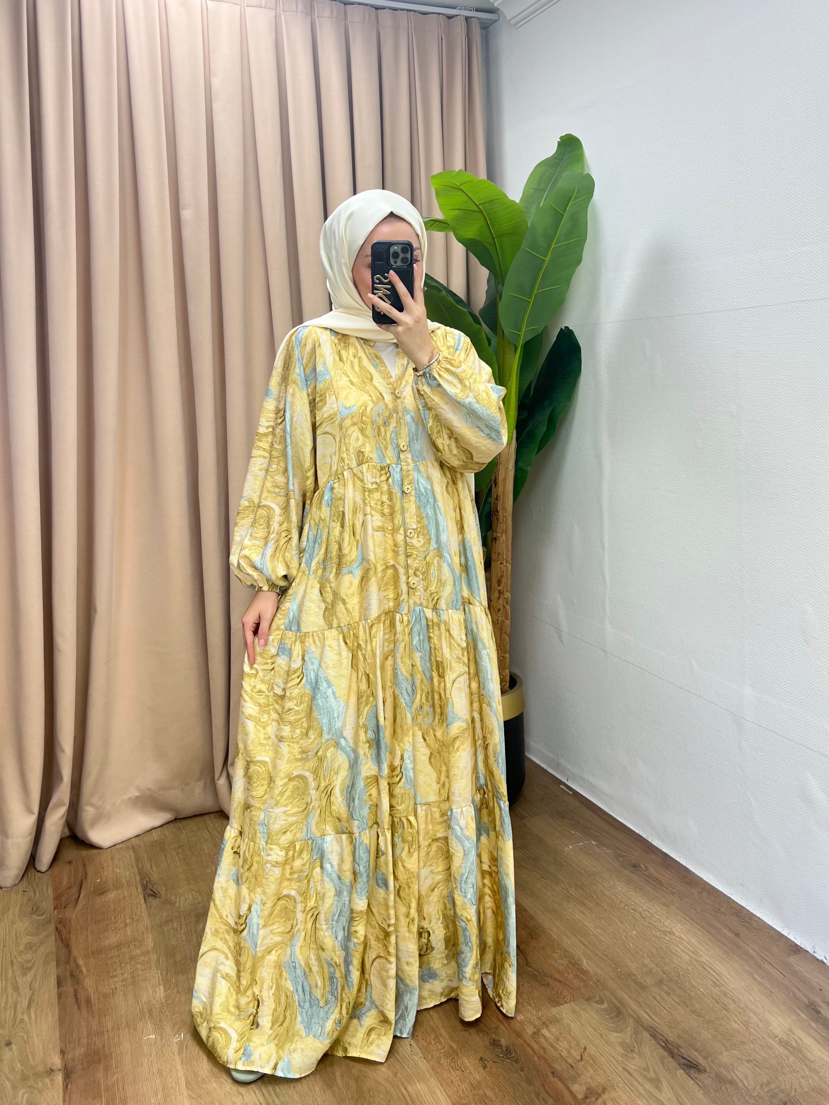 DESENLİ ELBİSE / SOFT SARI