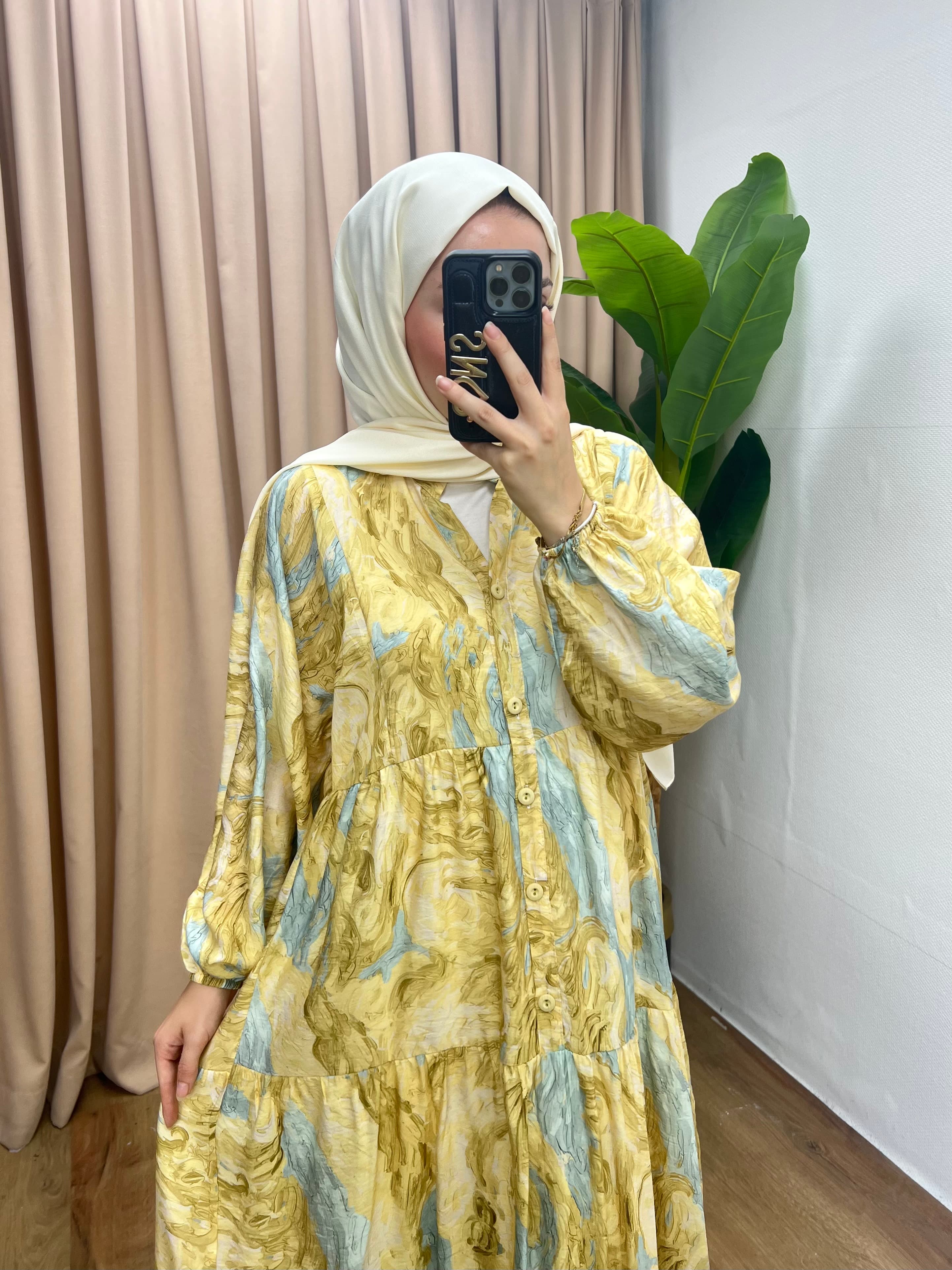 DESENLİ ELBİSE / SOFT SARI