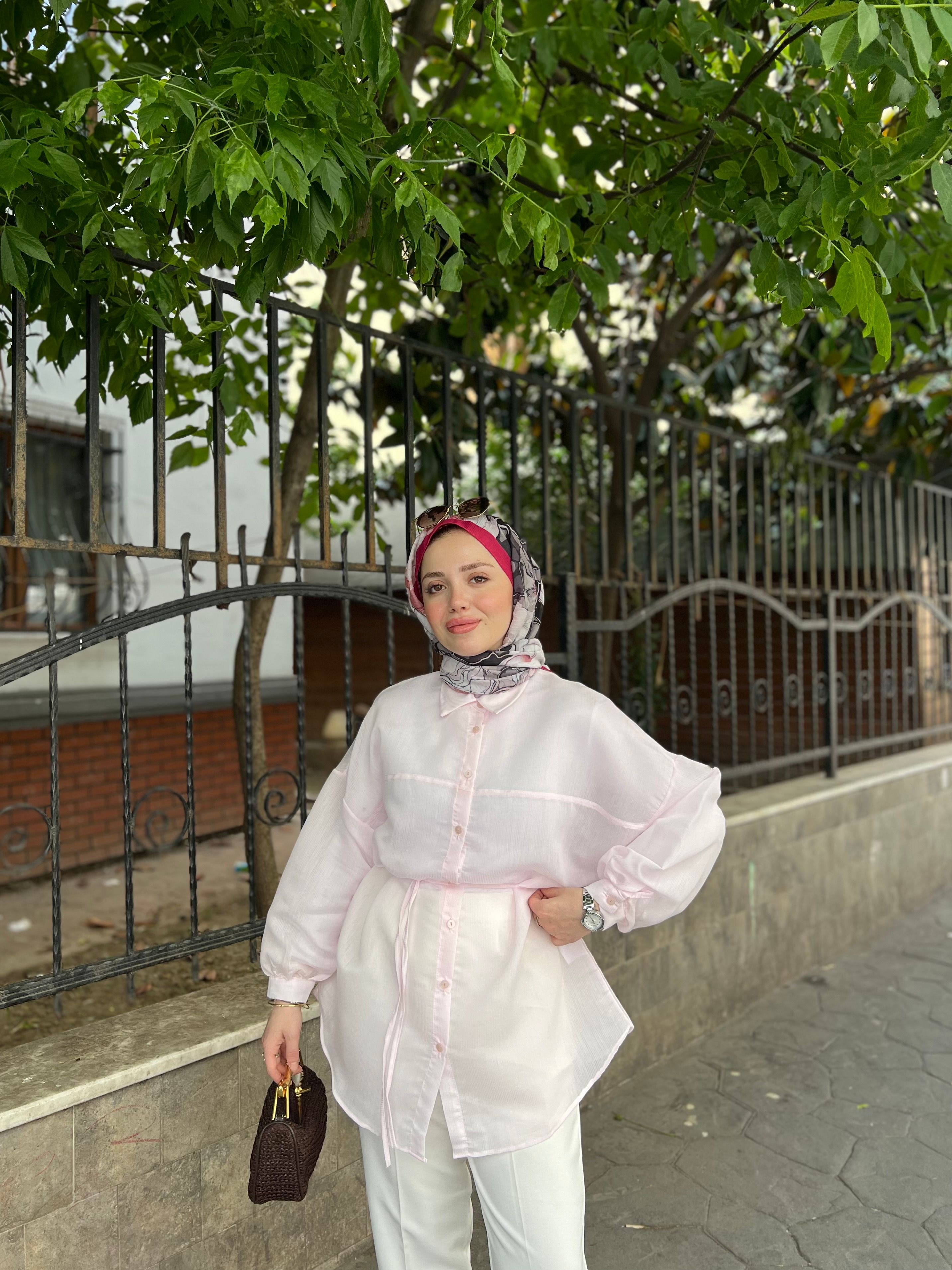 BELİ İPLİ GÖMLEK / PEMBE