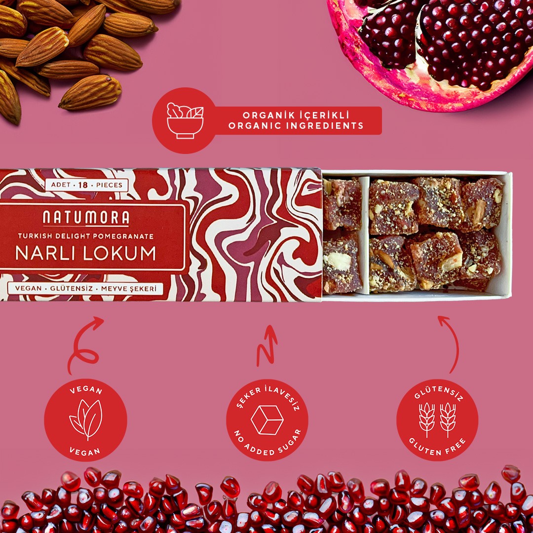 Şeker İlavesiz Narlı & Bademli Lokum 180 g