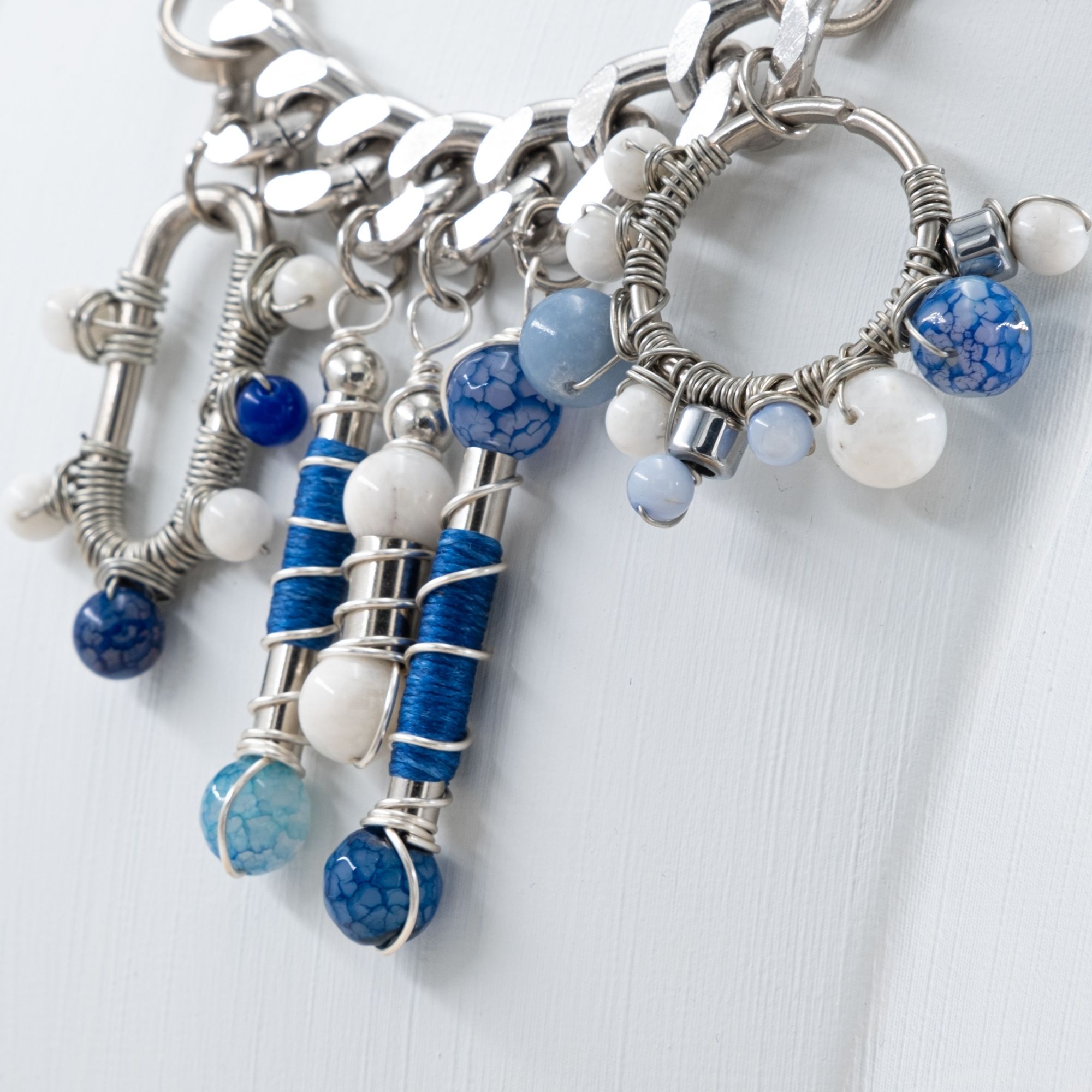 Gold Chainmail and Blue Mother-of-Pearl Minimalist Necklace