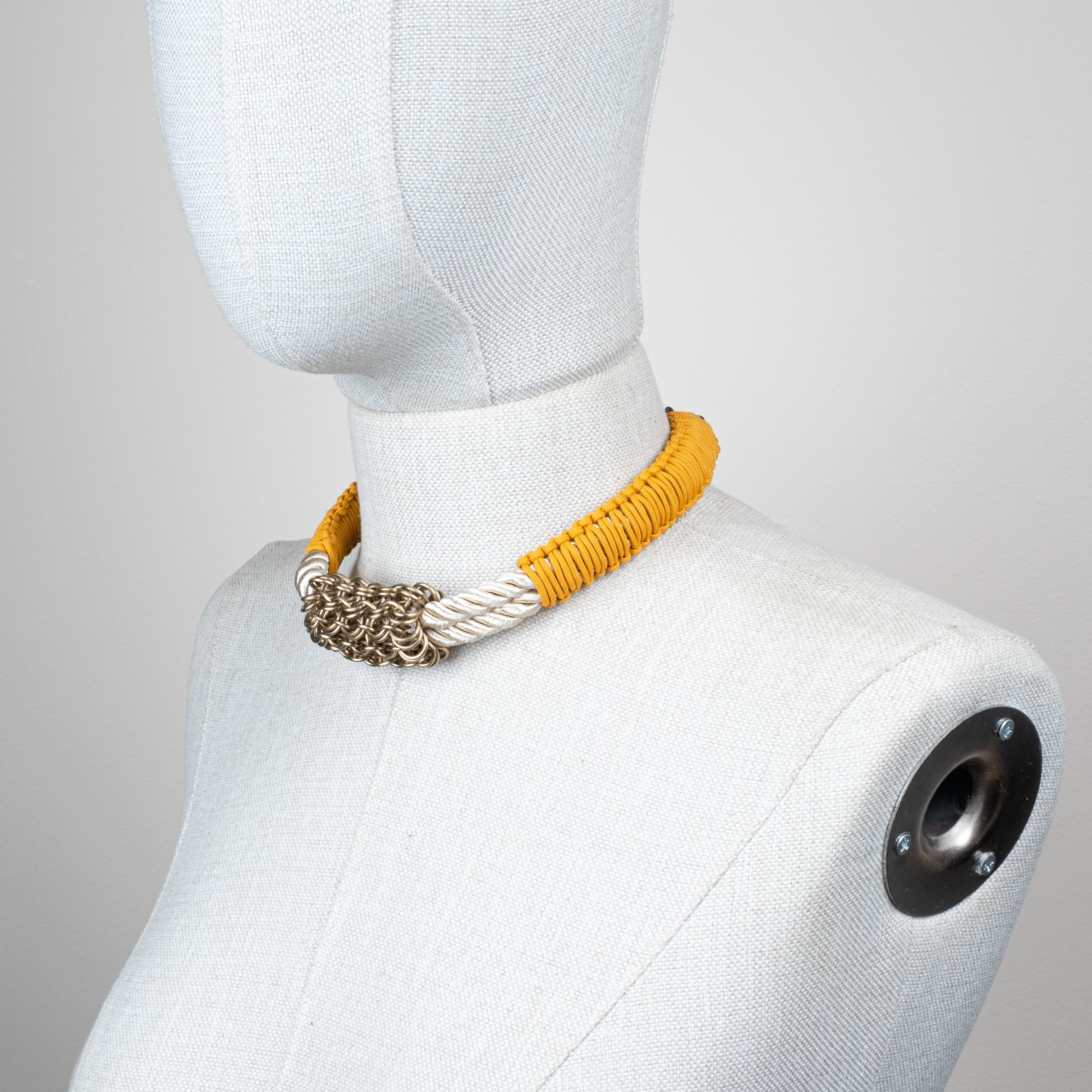 Macrame Choker with Chainmail Detail – Handwoven Statement Necklace