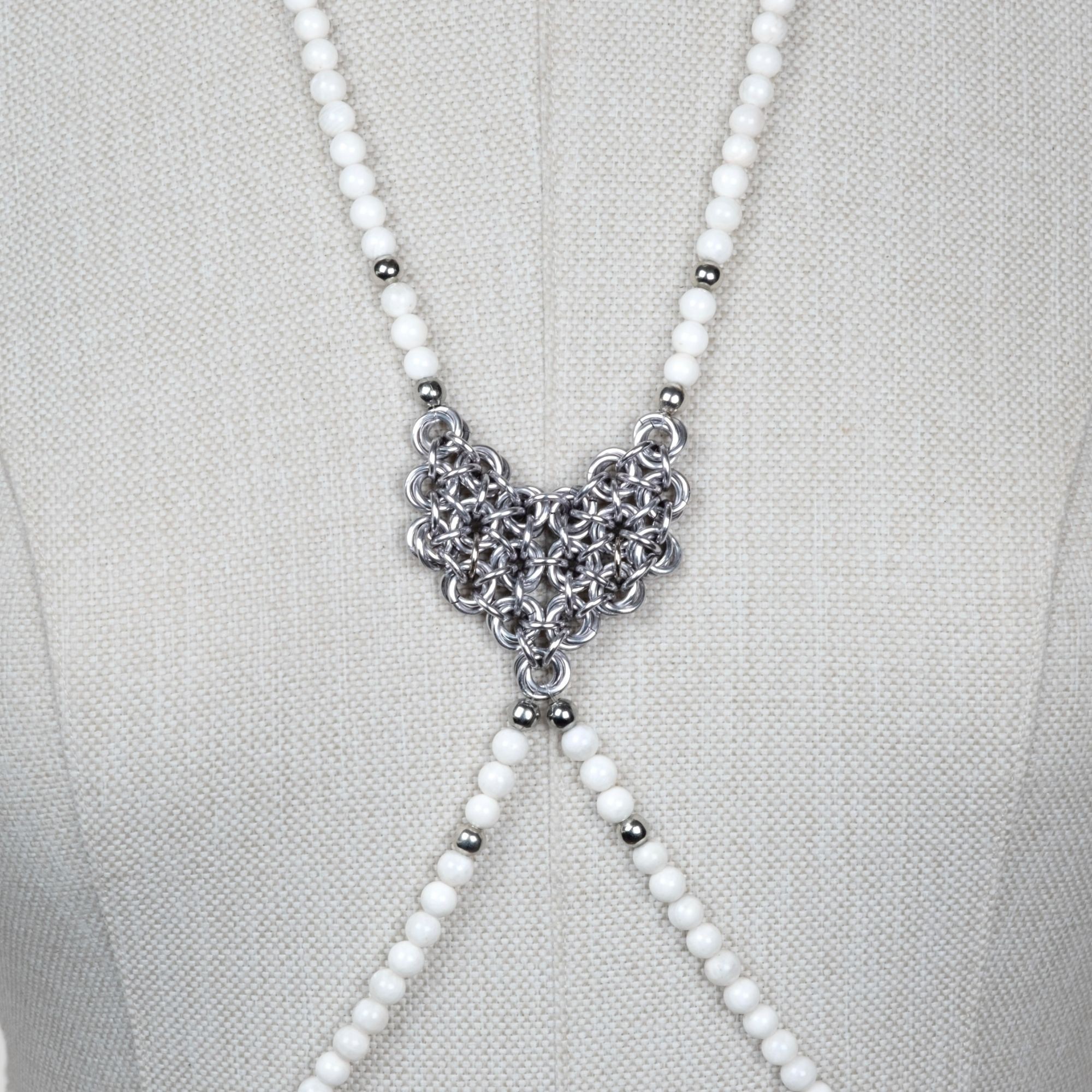 Moonstone Body Chain with Handwoven Chainmail Detail – Statement Body Jewelry