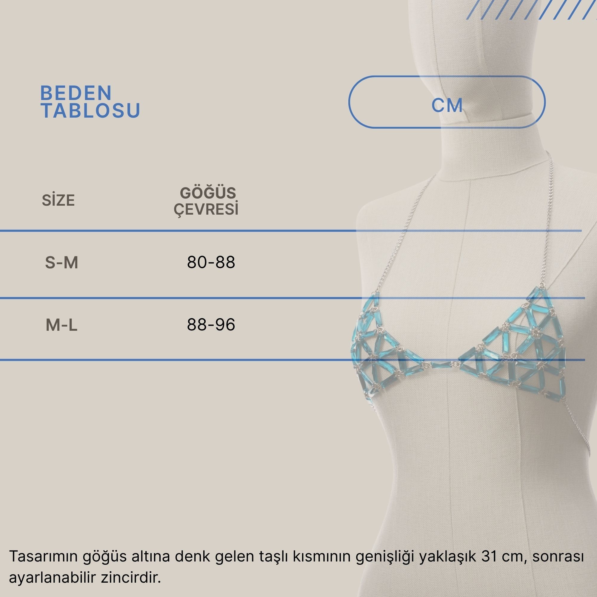 Akrilik Kristal Modüler Vücut Takısı