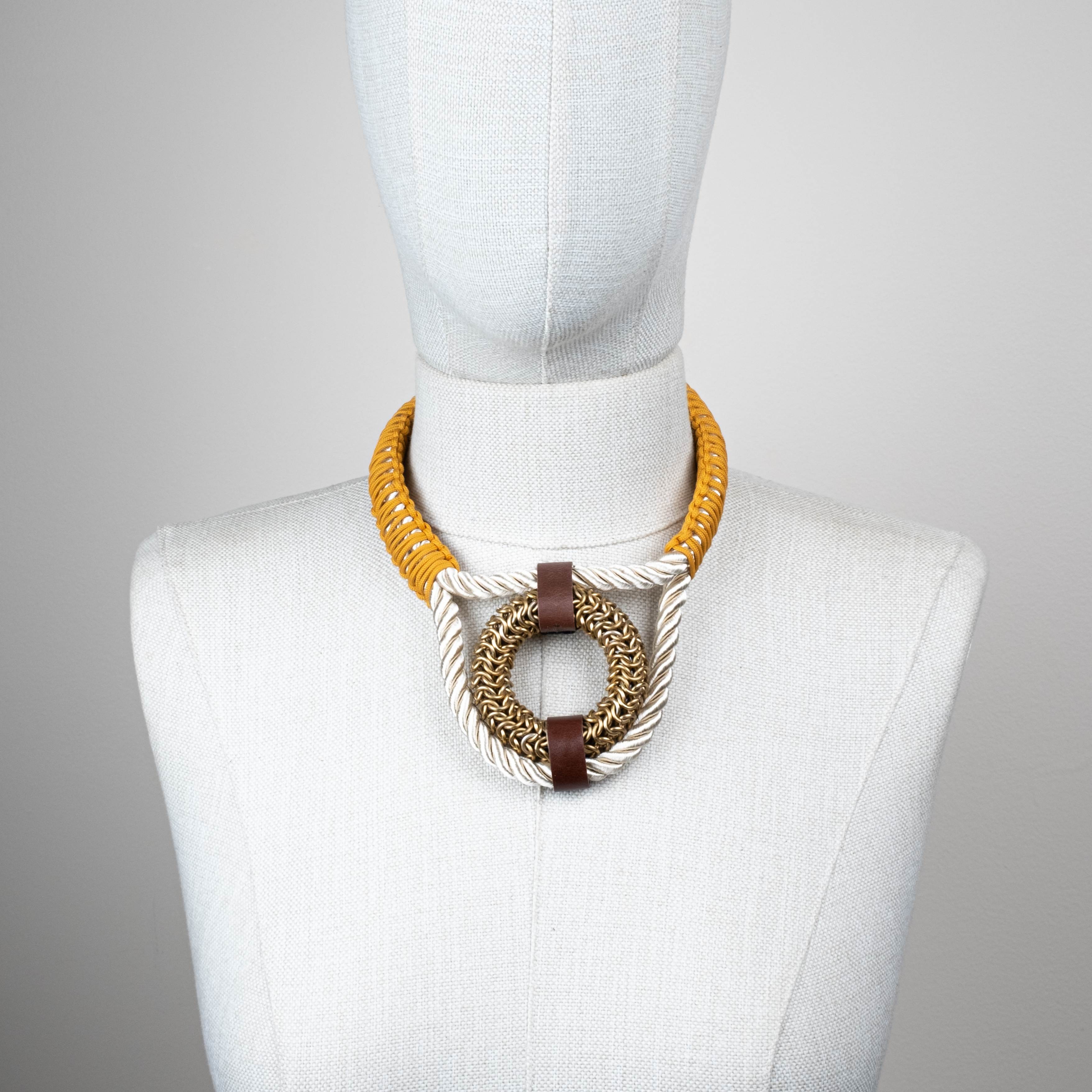 Macrame Choker with Chainmail Ring Detail – Handwoven Statement Necklace