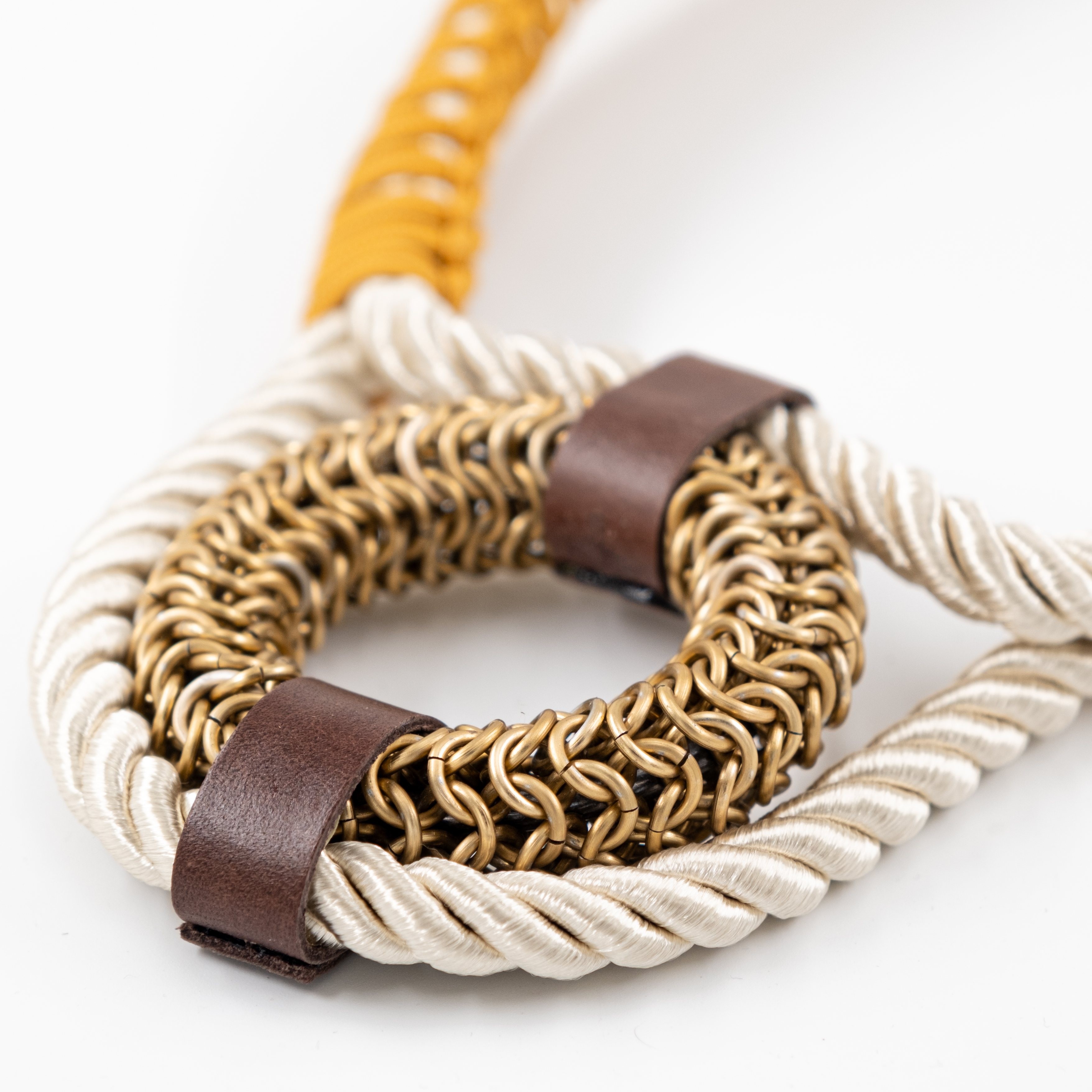 Macrame Choker with Chainmail Ring Detail – Handwoven Statement Necklace