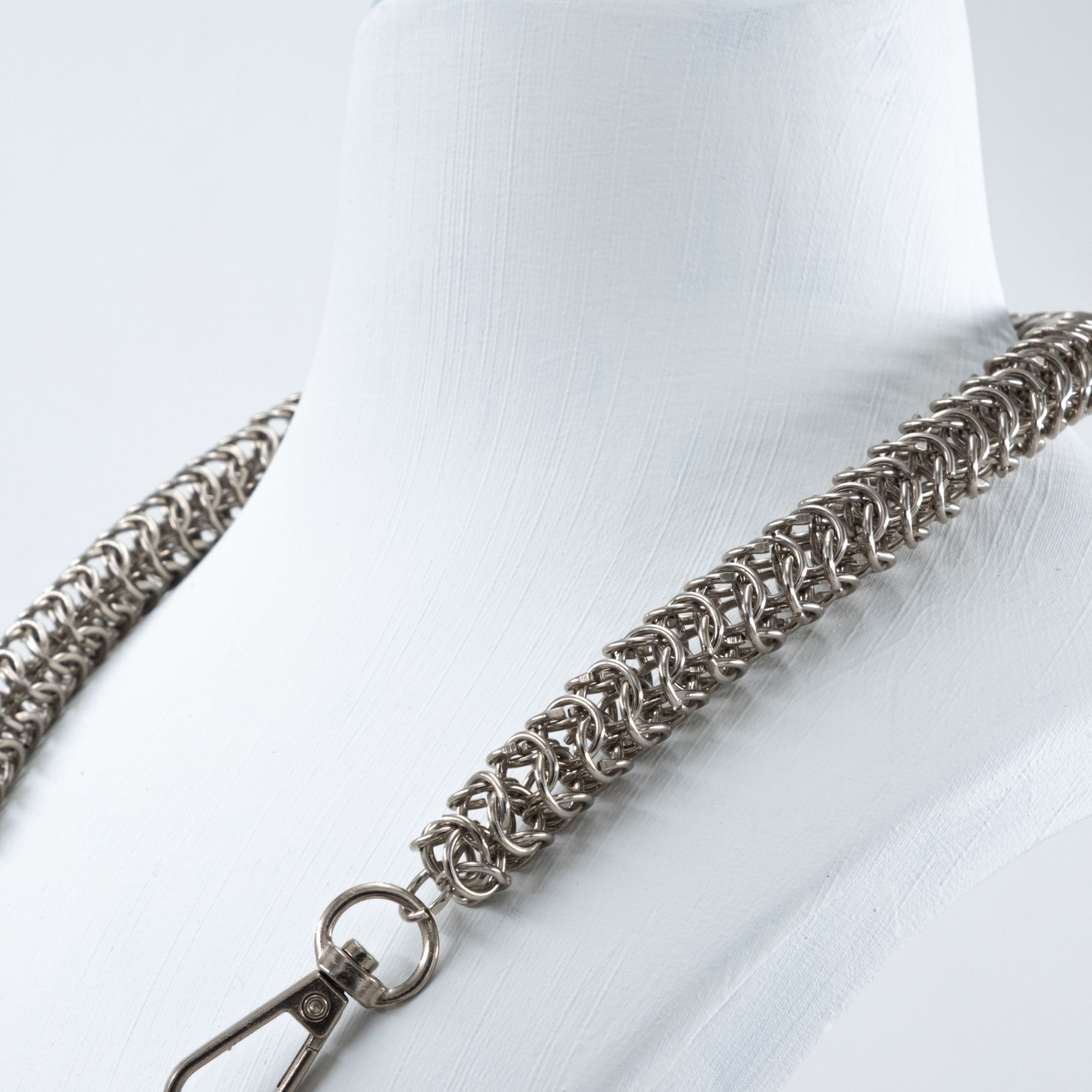 Gold Chainmail and Blue Mother-of-Pearl Minimalist Necklace