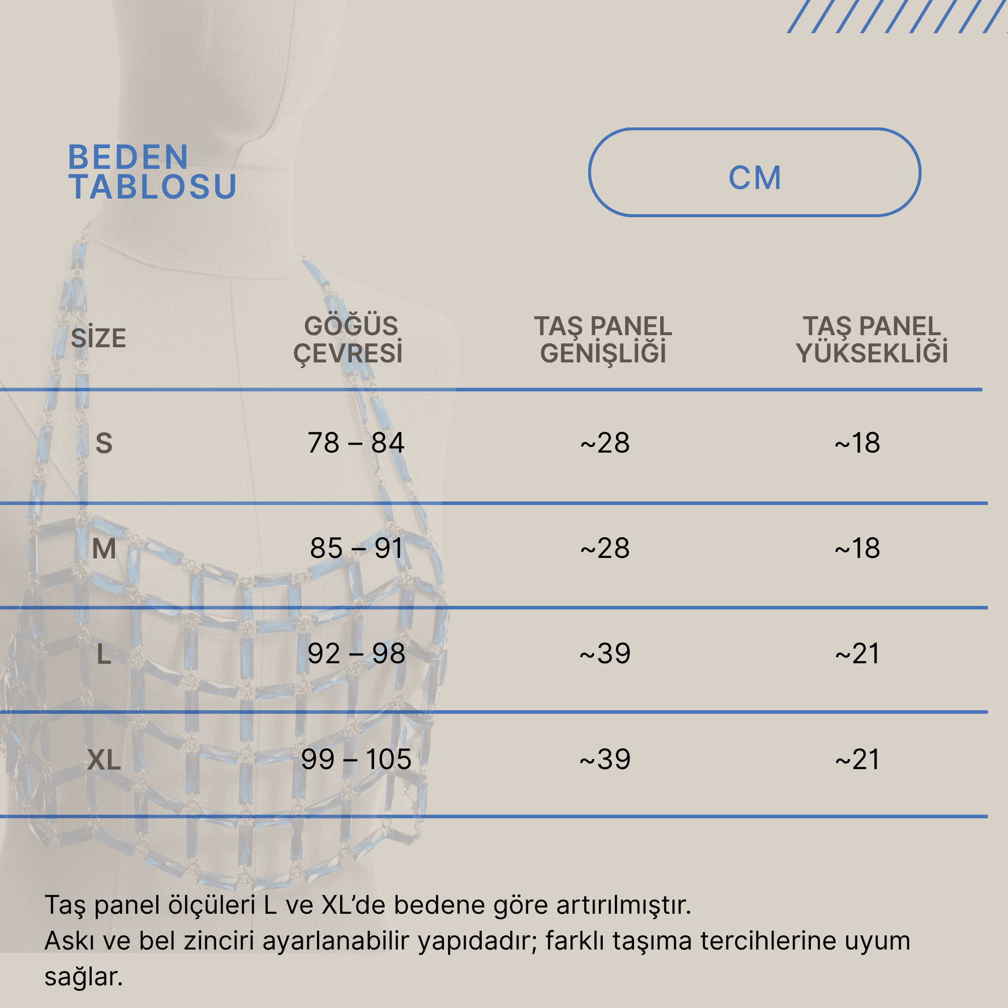 Akrilik Taşlı Vücut Kolyesi 