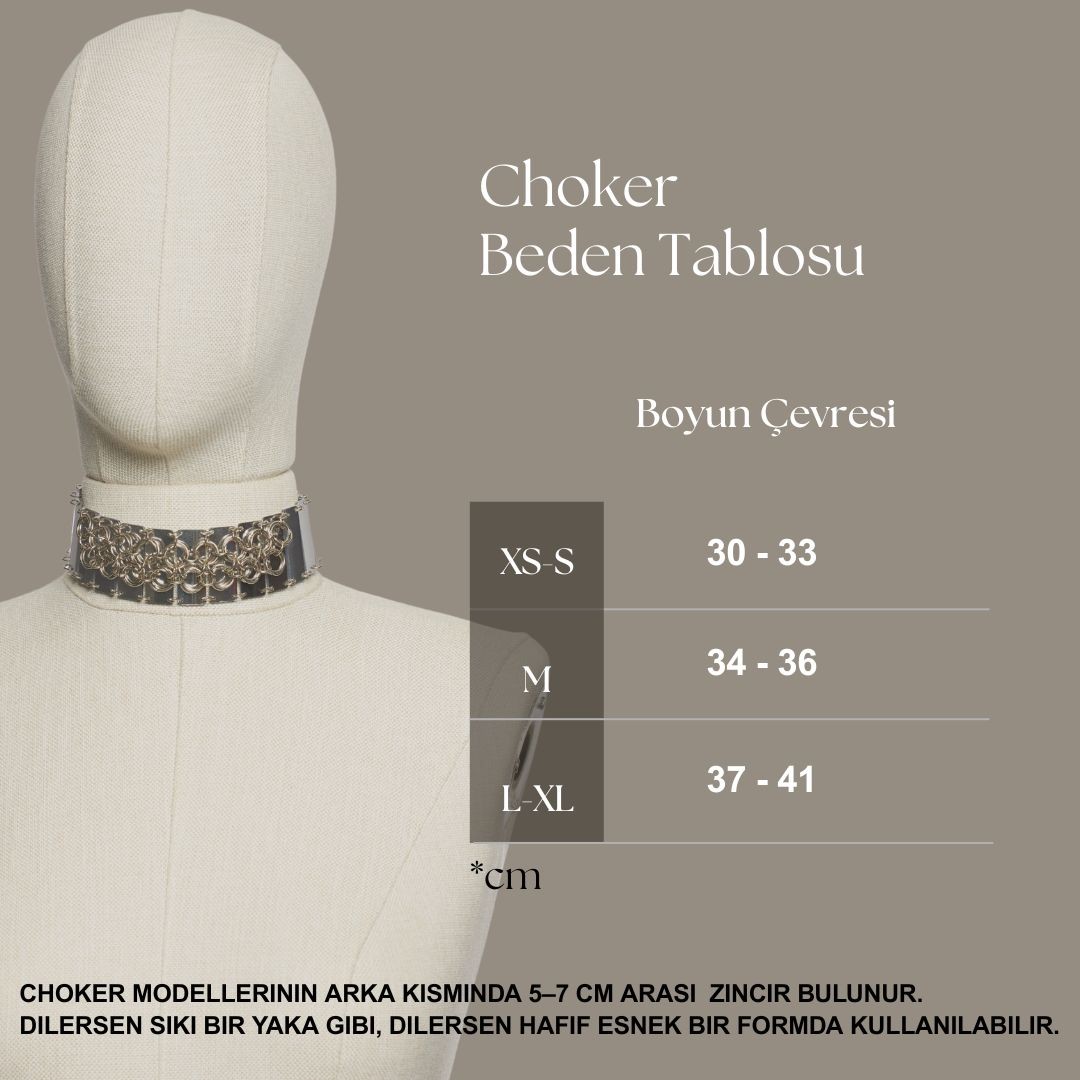 Pleksi & Zincir Zırh Detaylı Choker Kolye