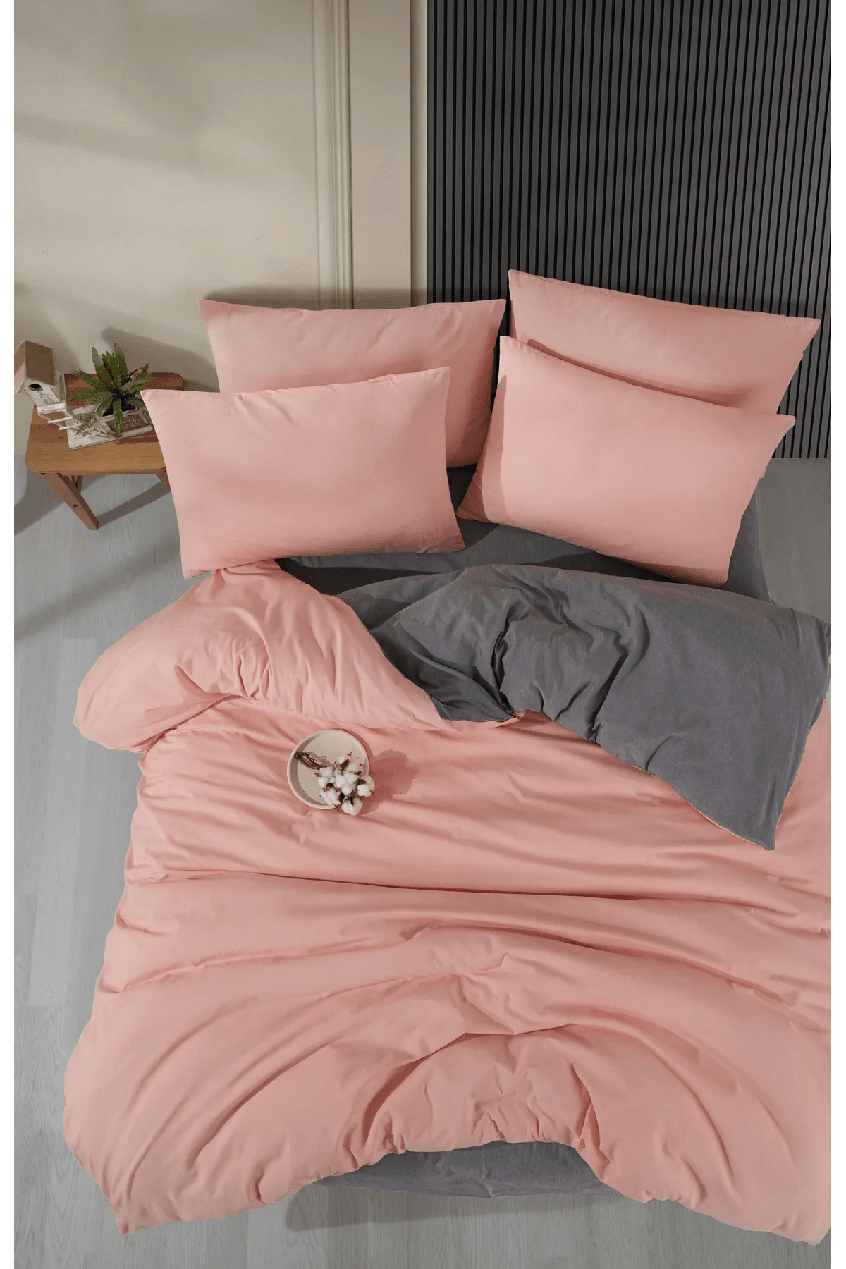 Parure de Lit Double Polycoton SAUMON Housse - Drap - 4 Taies d'oreiller image