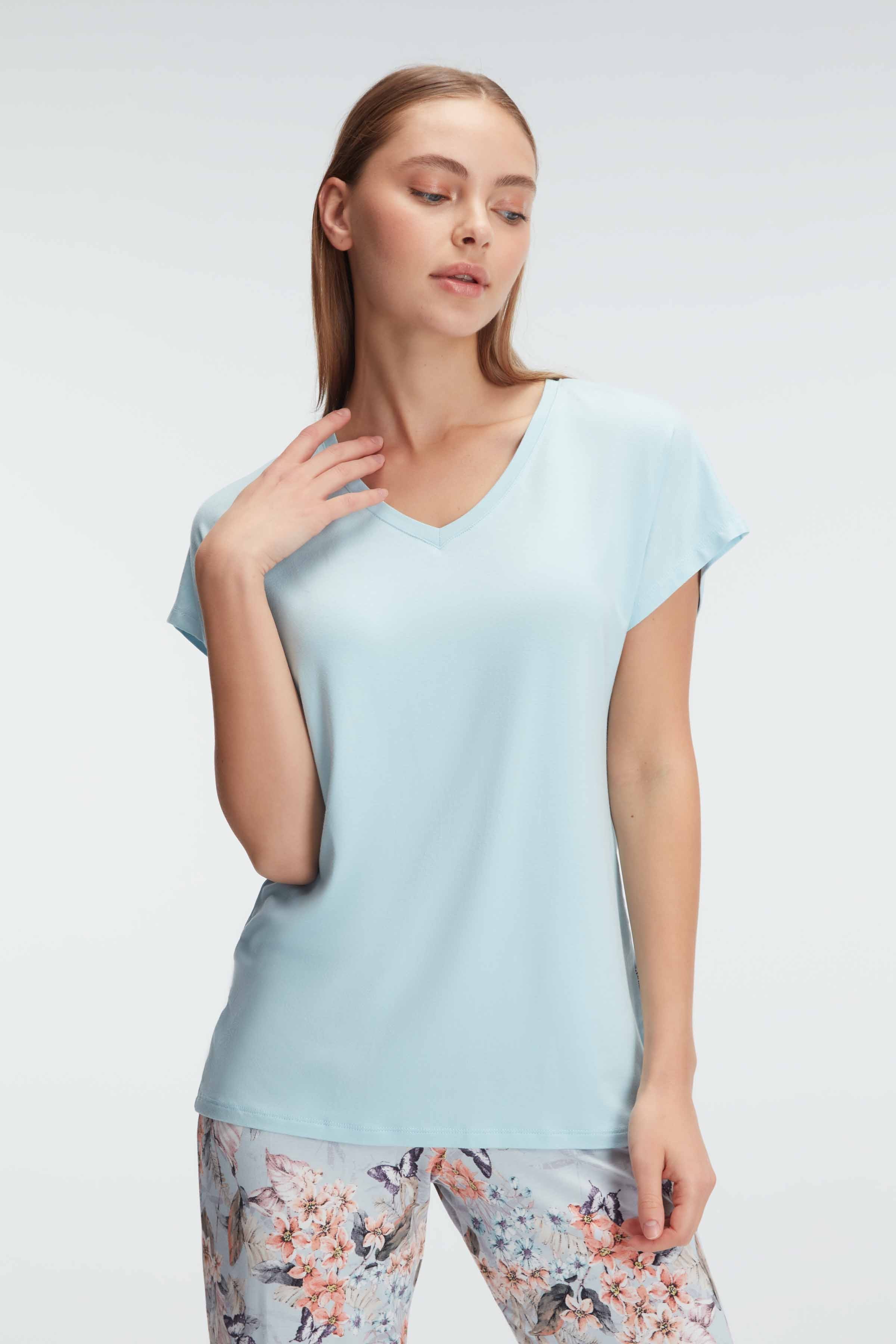 Ensemble pyjama, manche courte , col rond, avec Dentelle
