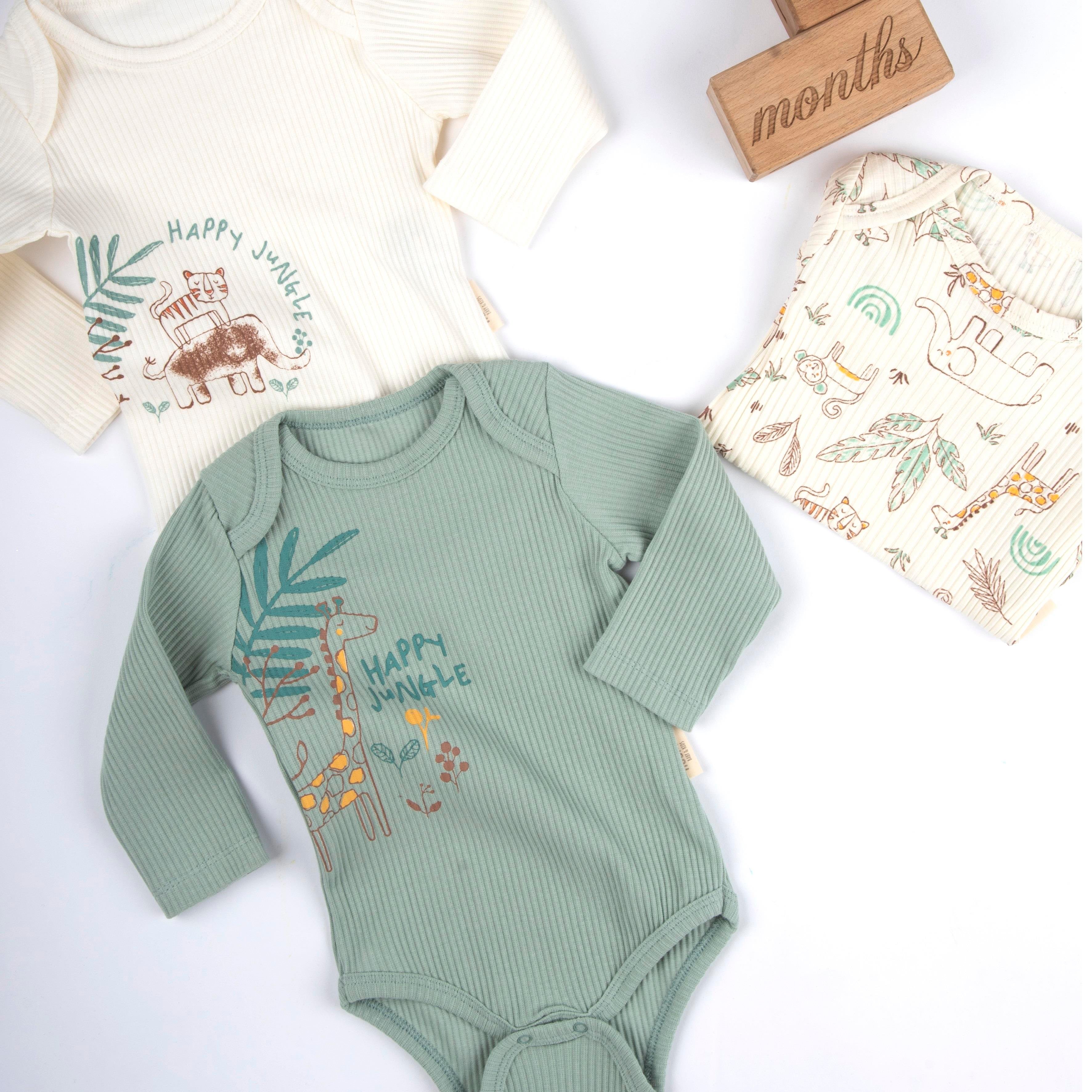Set 3 bodies avec manches HAPPY JUNGLE image