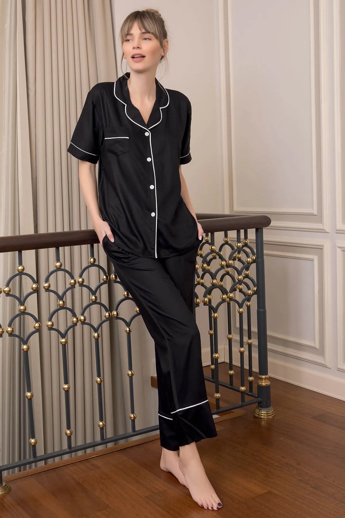 Ensemble Pyjama Satin de Coton demi-Manche image