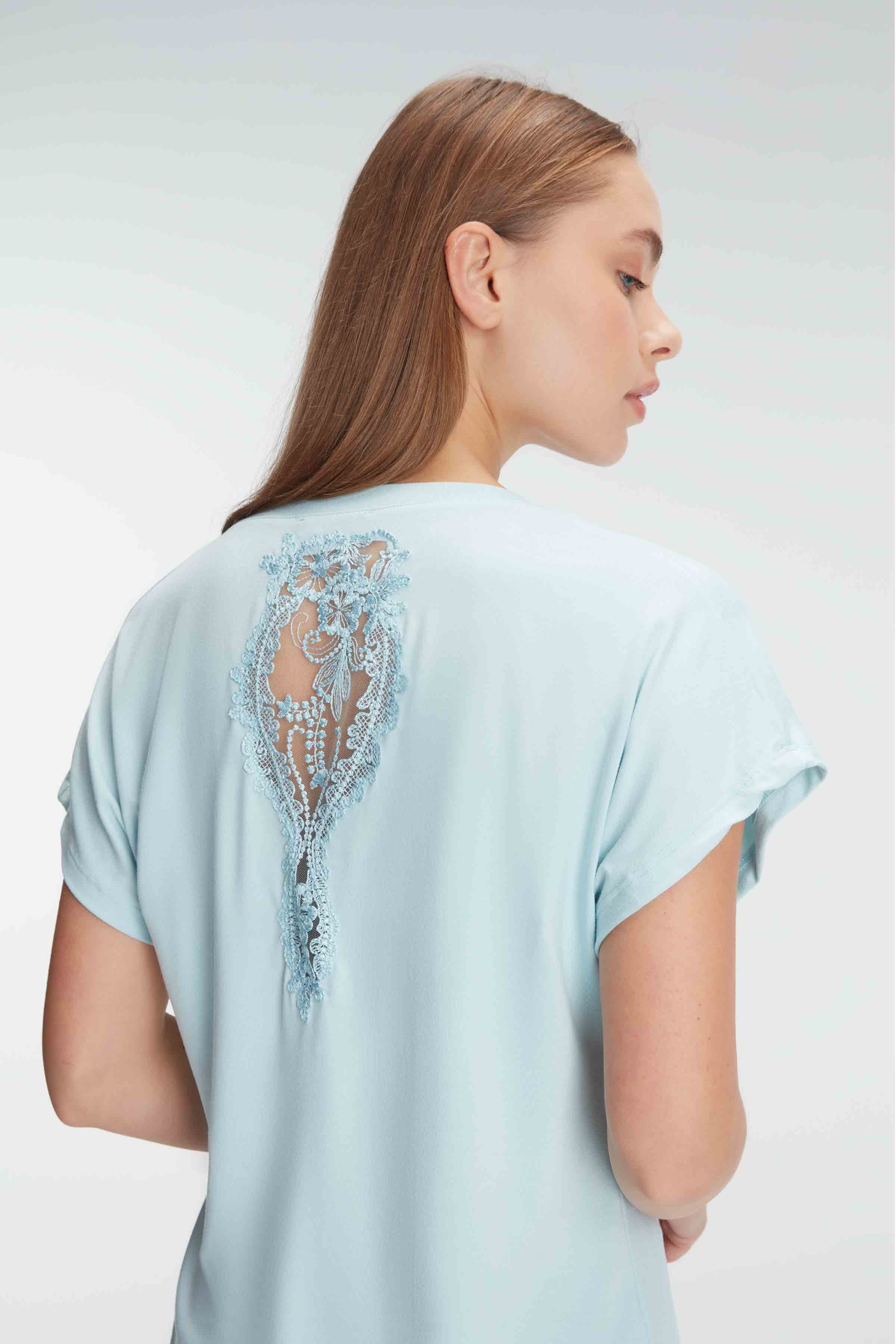 Ensemble pyjama, manche courte , col rond, avec Dentelle