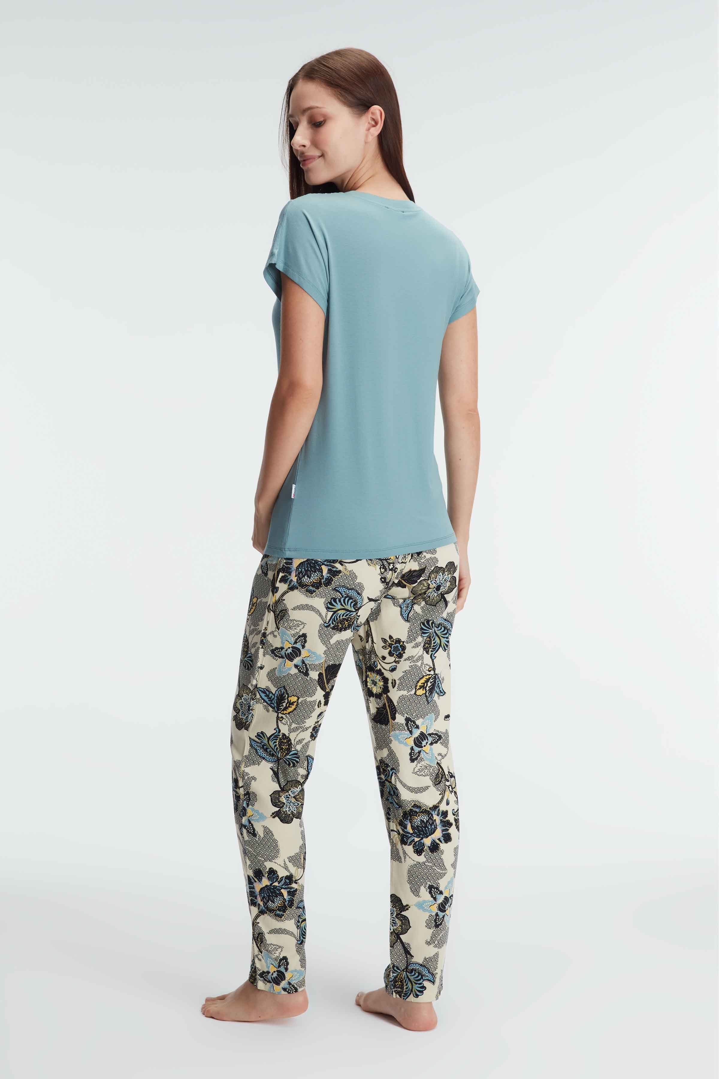Ensemble Pyjama en Tulle Transparent, Motifs Floraux