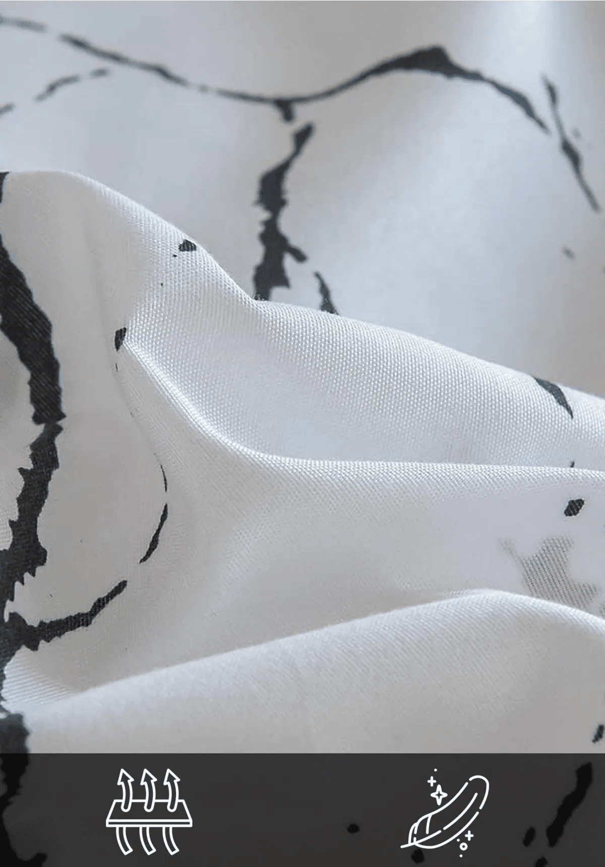 Parure de Lit Double Polycoton MARBRE  Housse - Drap - 4 Taies d'oreiller