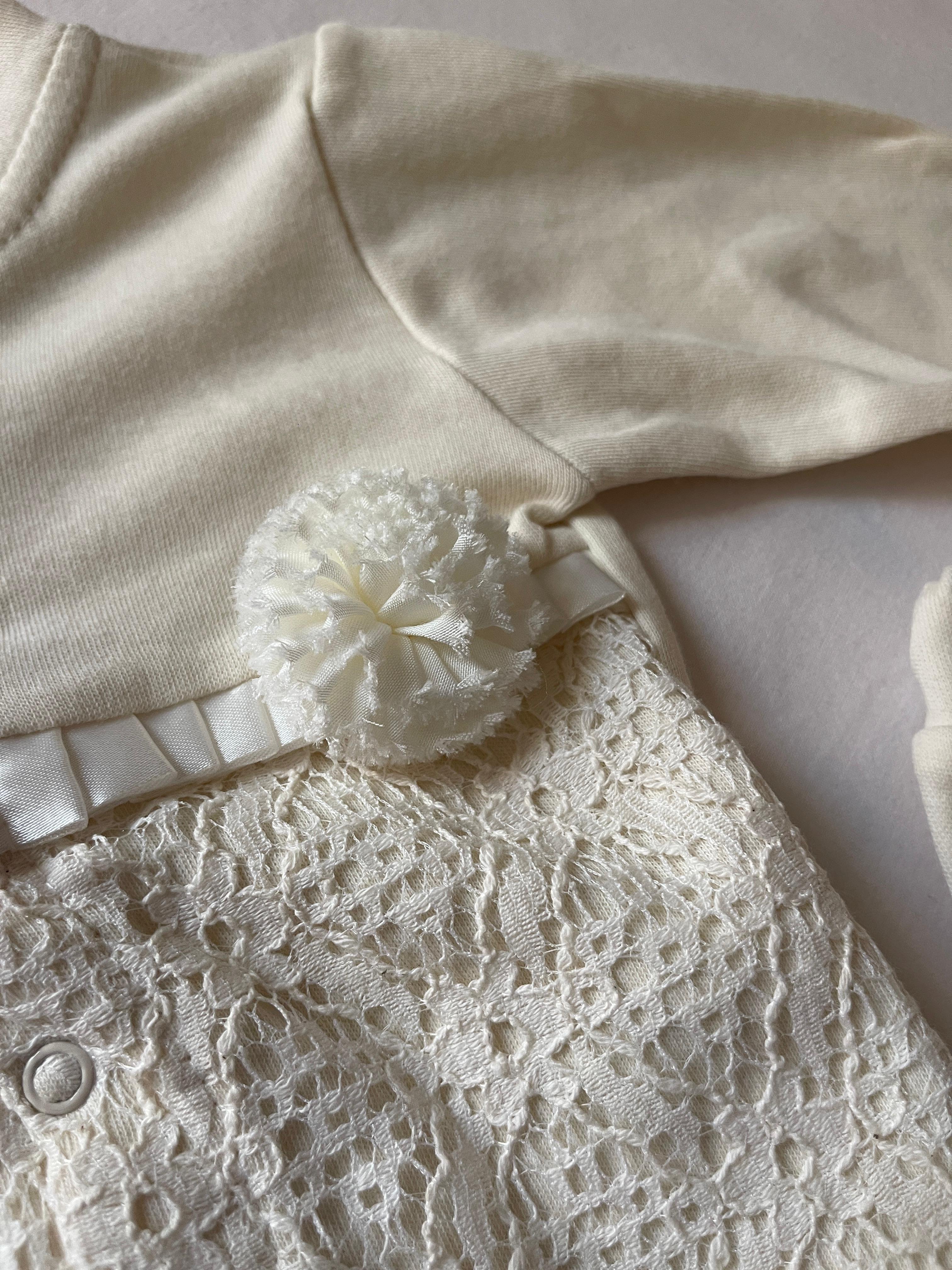 ENSEMBLE FLEURI 3 PIECES NAISSANCE-BAPTEME