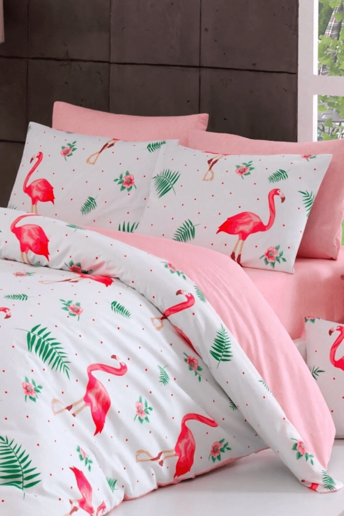 Parure de Lit simple Polycoton FLAMINGO image