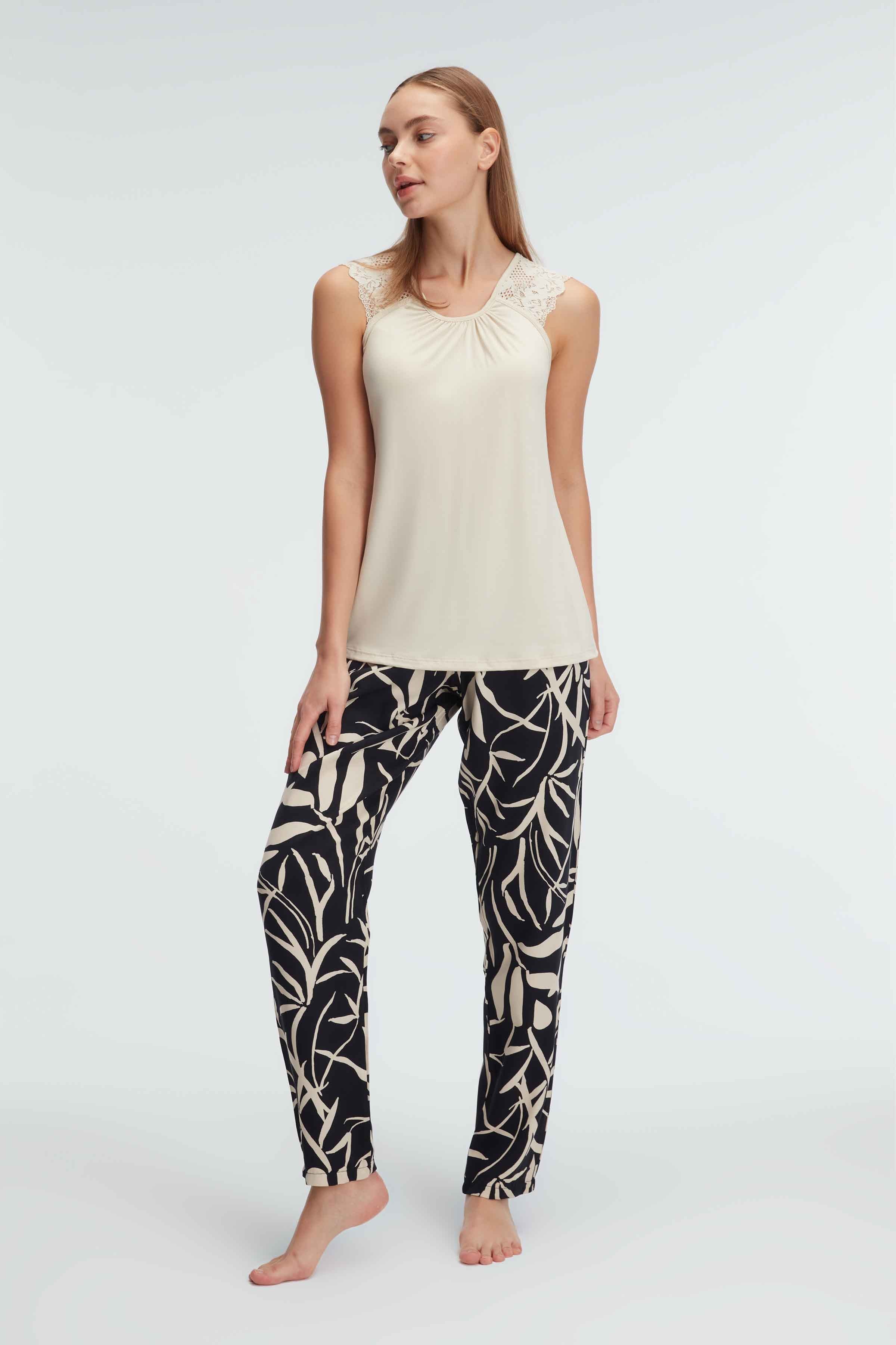 Ensemble Pyjama Sans Manches, Col Rond,