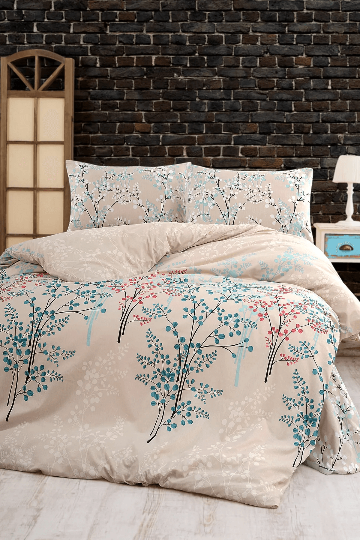 Parure de Lit Double Polycoton BRANCH Housse - Drap - 4 Taies d'oreiller image