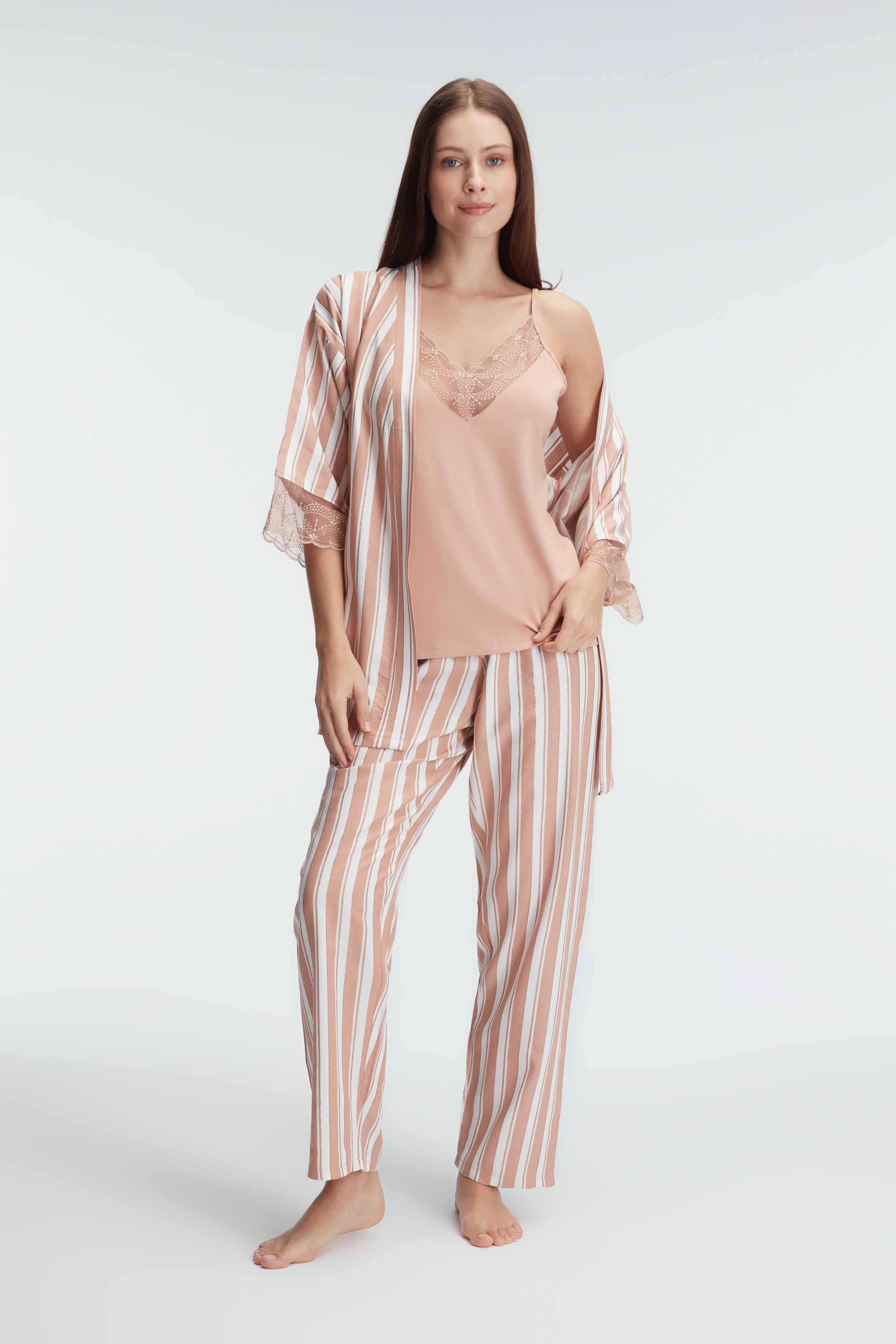 Ensemble pyjama 3 Pièces à rayures, col en V image