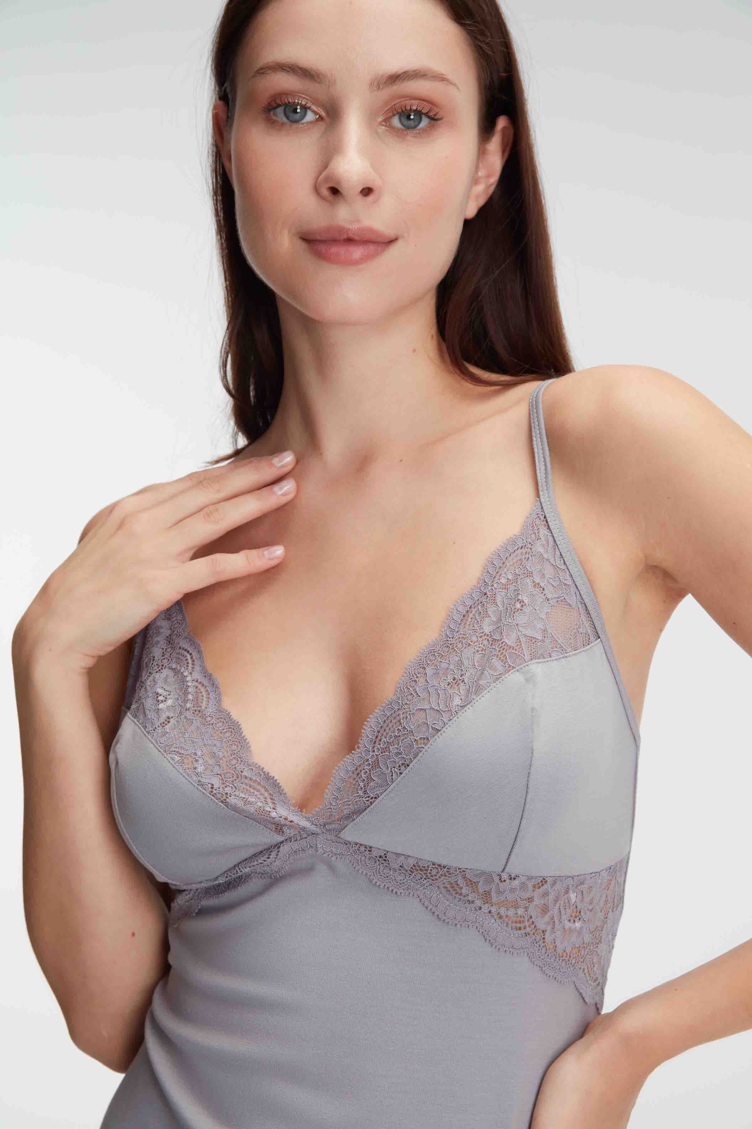 Ensemble 2 Pièces Bambou à Motifs Floraux avec Dentelle