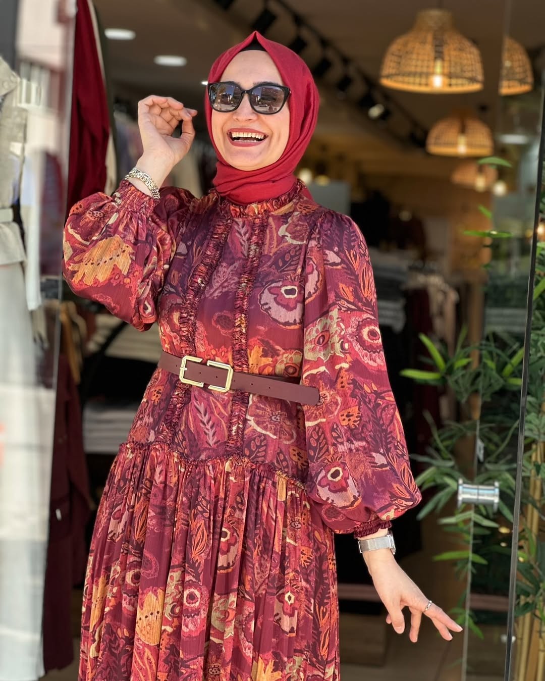 ROBE PREMIUM FLEURI AVEC CEINTURE