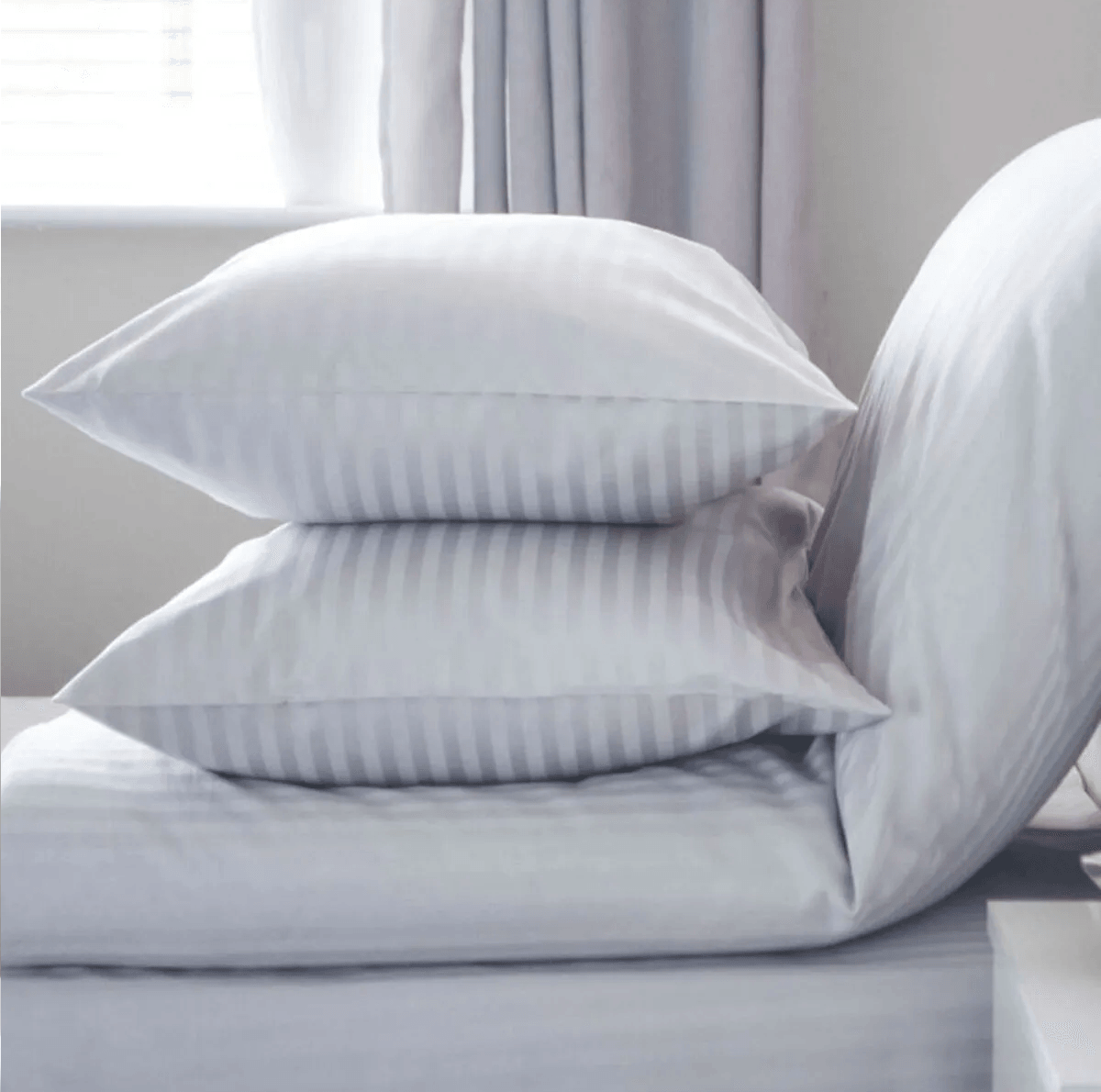 Parure de Lit Double SATIN DE COTON - BLANC