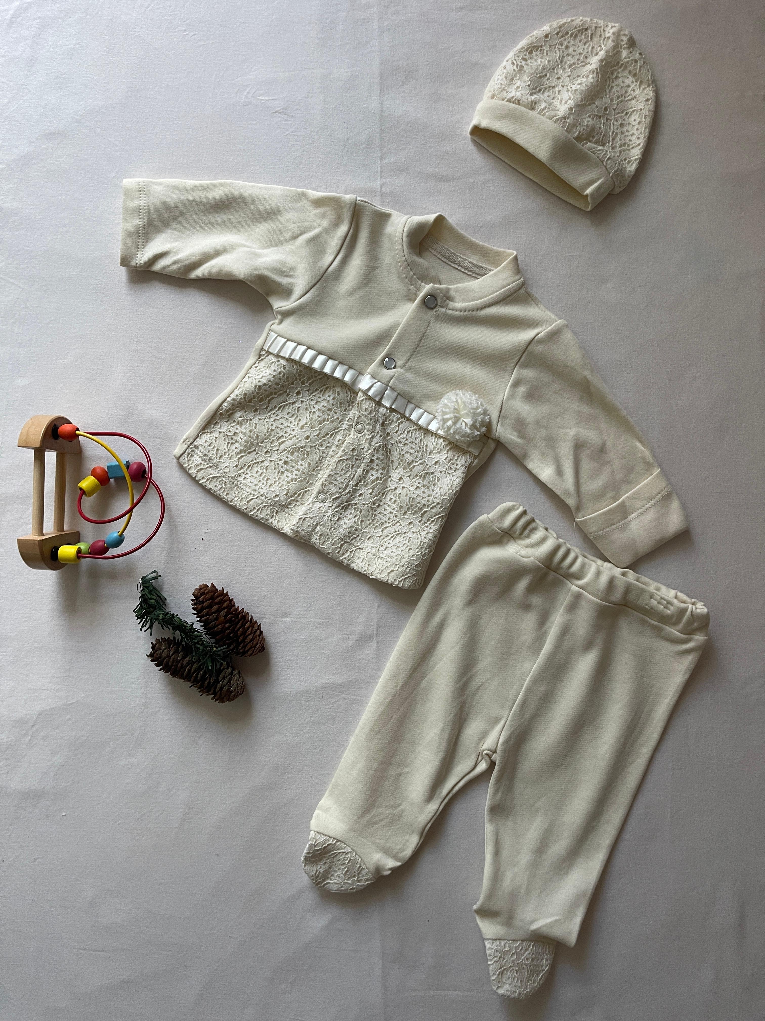 ENSEMBLE FLEURI 3 PIECES NAISSANCE-BAPTEME