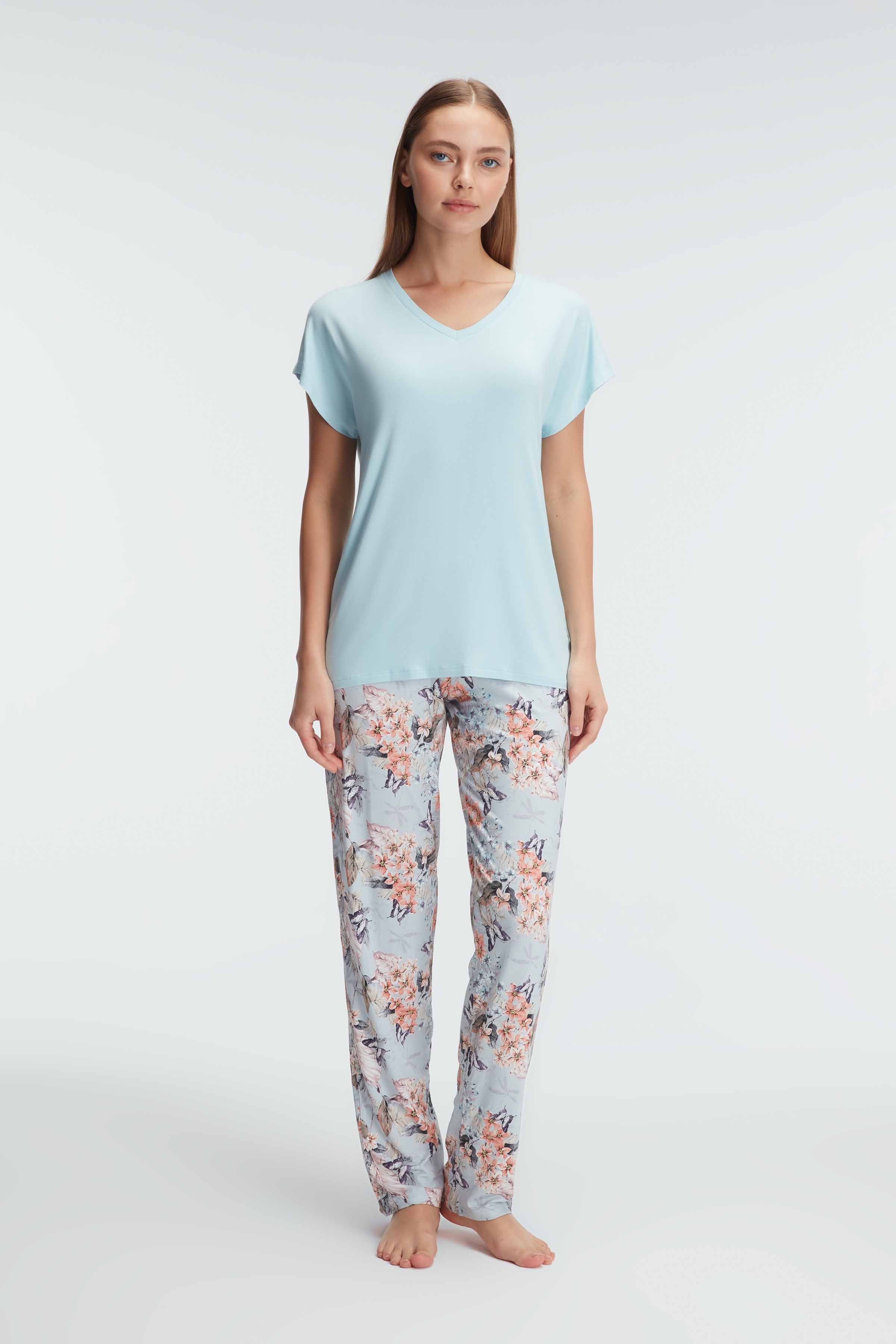 Ensemble pyjama, manche courte , col rond, avec Dentelle main variant image