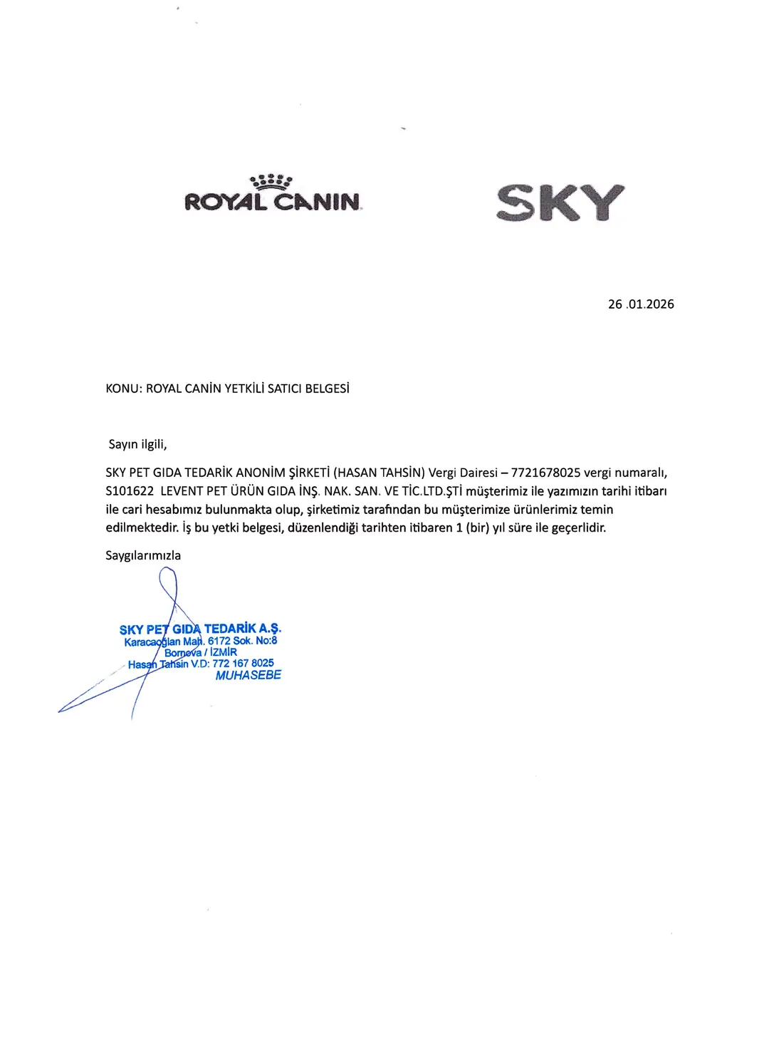 Yetkili Satıcı Belgesi