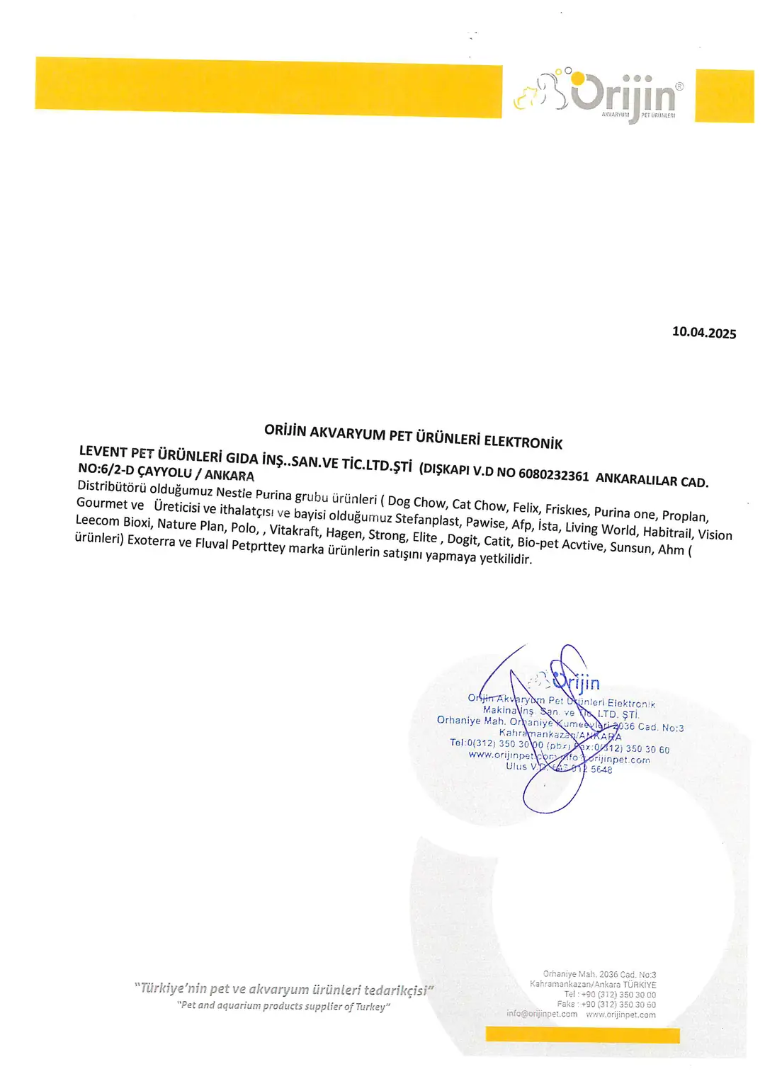 Yetkili Satıcı Belgesi