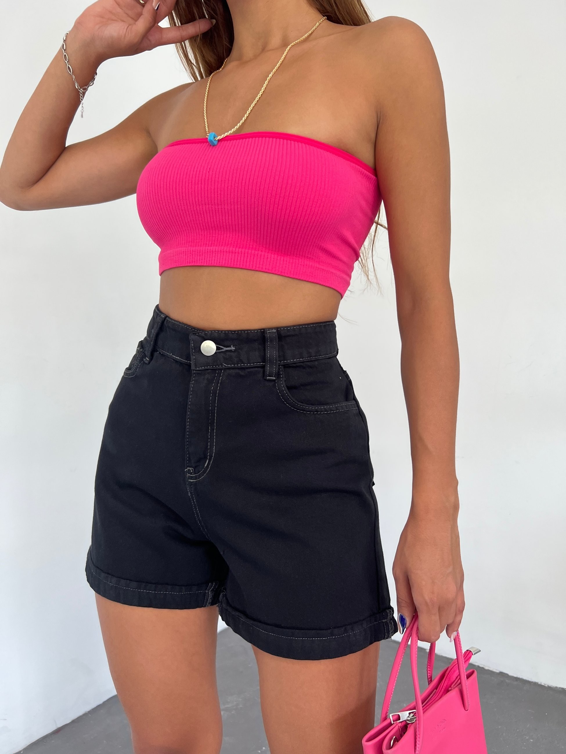 Duble Paça Yıkamalı Denim Şort