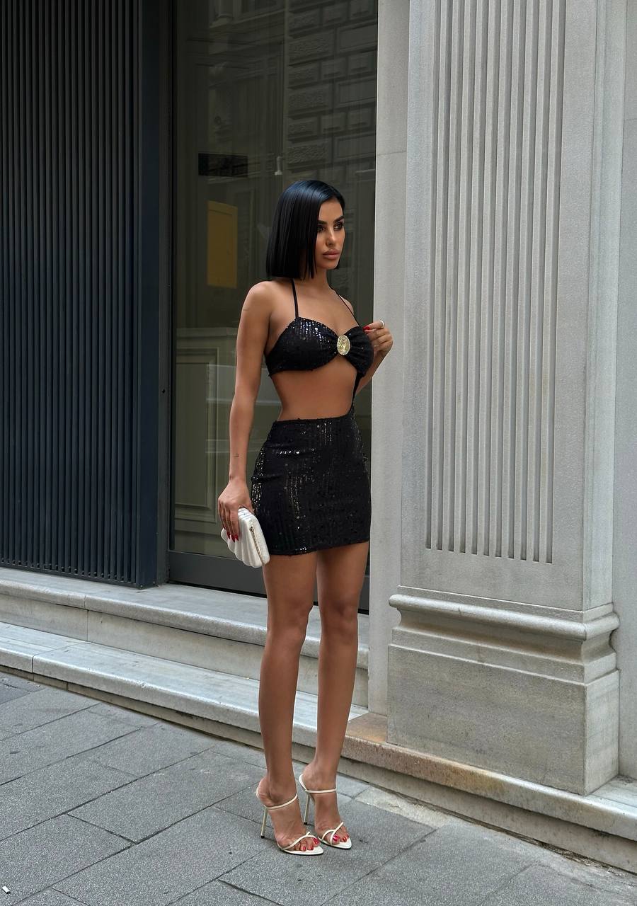 Arlina Mini Elbise - Siyah