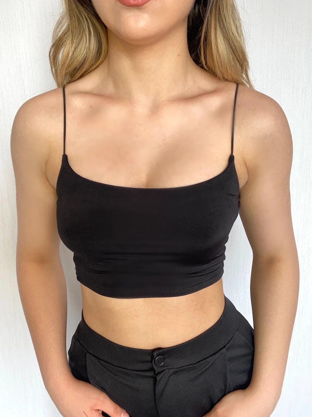 İp Askılı Crop - Black